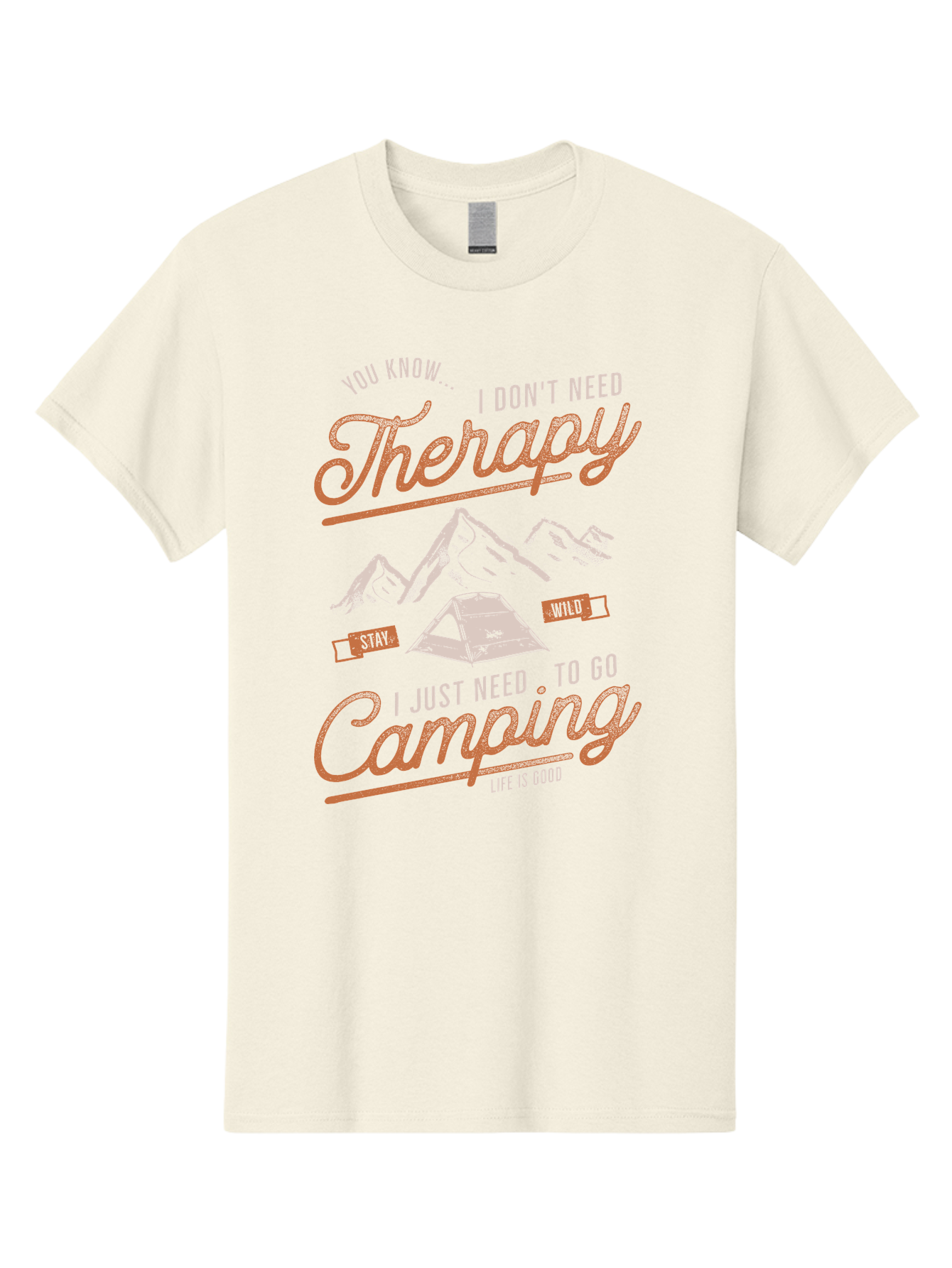 Camping-Therapy-1 Men'S Graphic Tee, 100% Cotton, Comfortable Casual Summer Wear, Machine Washable, Camping Therapy, Outdoor Adventure, Nature Escape, Mountains, Tent, Relaxation, Stress Relief, Wellness, Adventure Seeking, Inspirational Quote Aab930