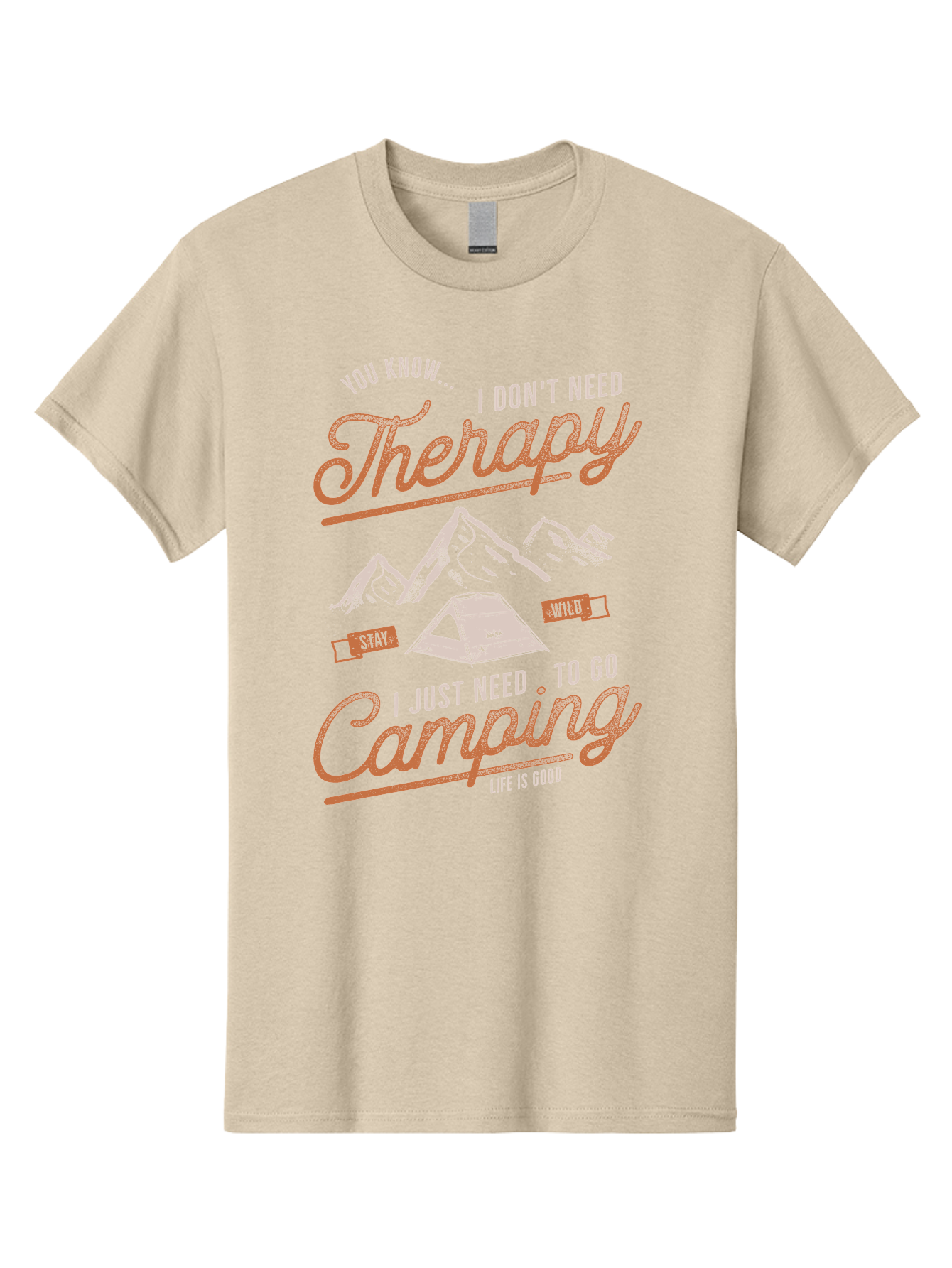 Camping-Therapy-1 Men'S Graphic Tee, 100% Cotton, Comfortable Casual Summer Wear, Machine Washable, Camping Therapy, Outdoor Adventure, Nature Escape, Mountains, Tent, Relaxation, Stress Relief, Wellness, Adventure Seeking, Inspirational Quote Aab930