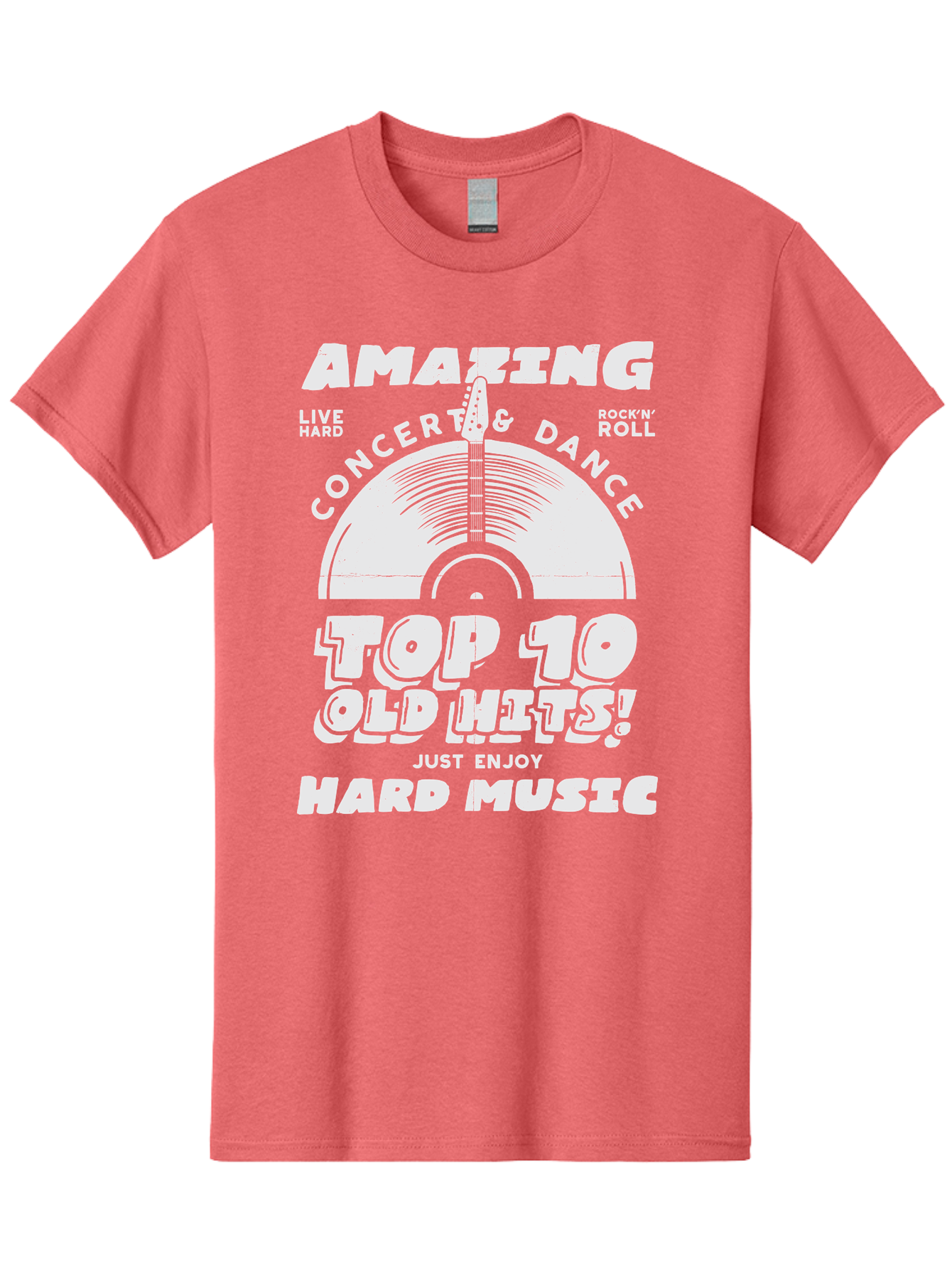 Concert-Dance Men'S Graphic Tee, 100% Cotton, Comfortable Casual Summer Wear, Machine Washable, Concert, Dance, Rock N Roll, Old Hits, Live Hard, Hard Music, Amazing Concert, Top 10 Countdown, Vinyl Record, Energetic Vibes Aab933