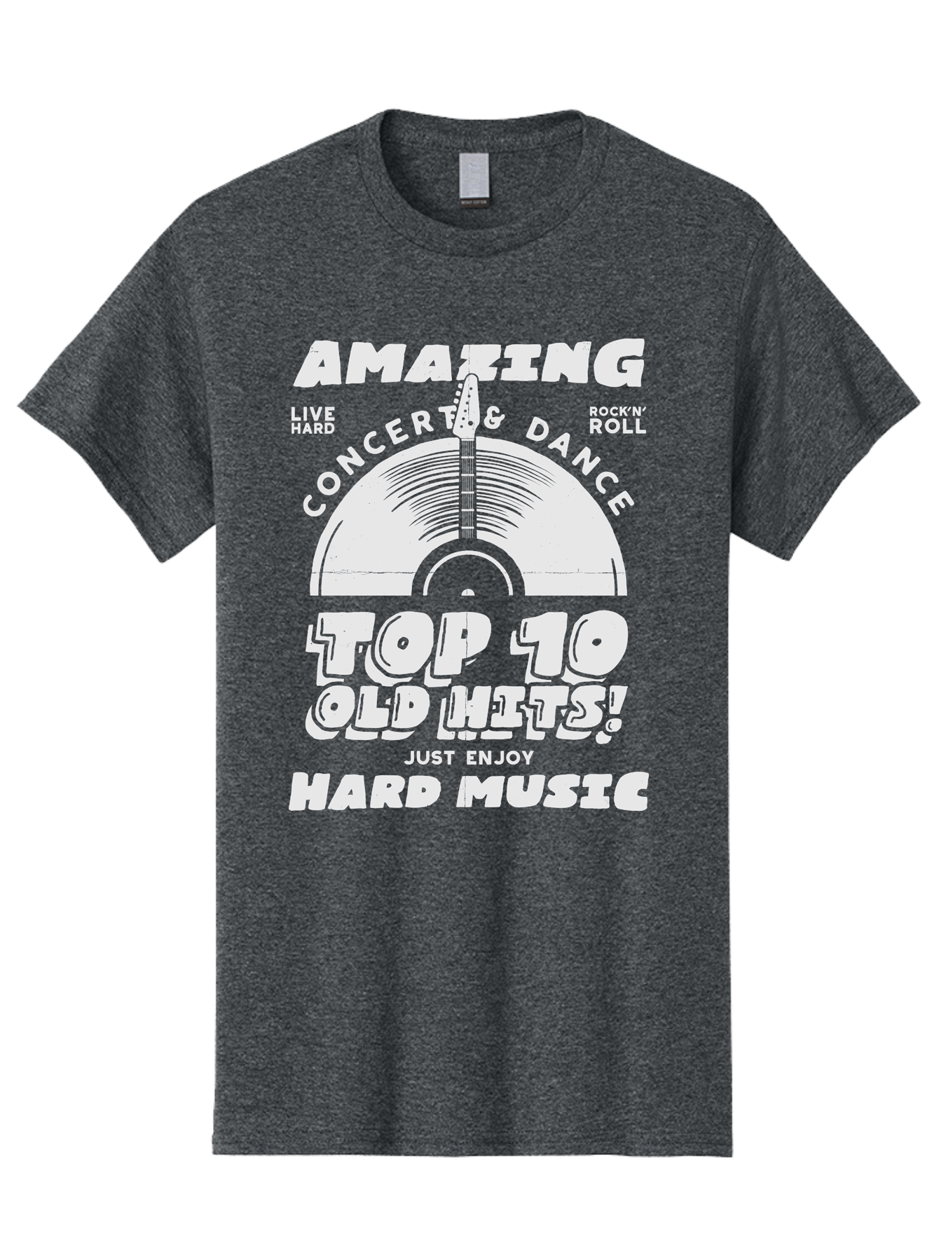 Concert-Dance Men'S Graphic Tee, 100% Cotton, Comfortable Casual Summer Wear, Machine Washable, Concert, Dance, Rock N Roll, Old Hits, Live Hard, Hard Music, Amazing Concert, Top 10 Countdown, Vinyl Record, Energetic Vibes Aab933
