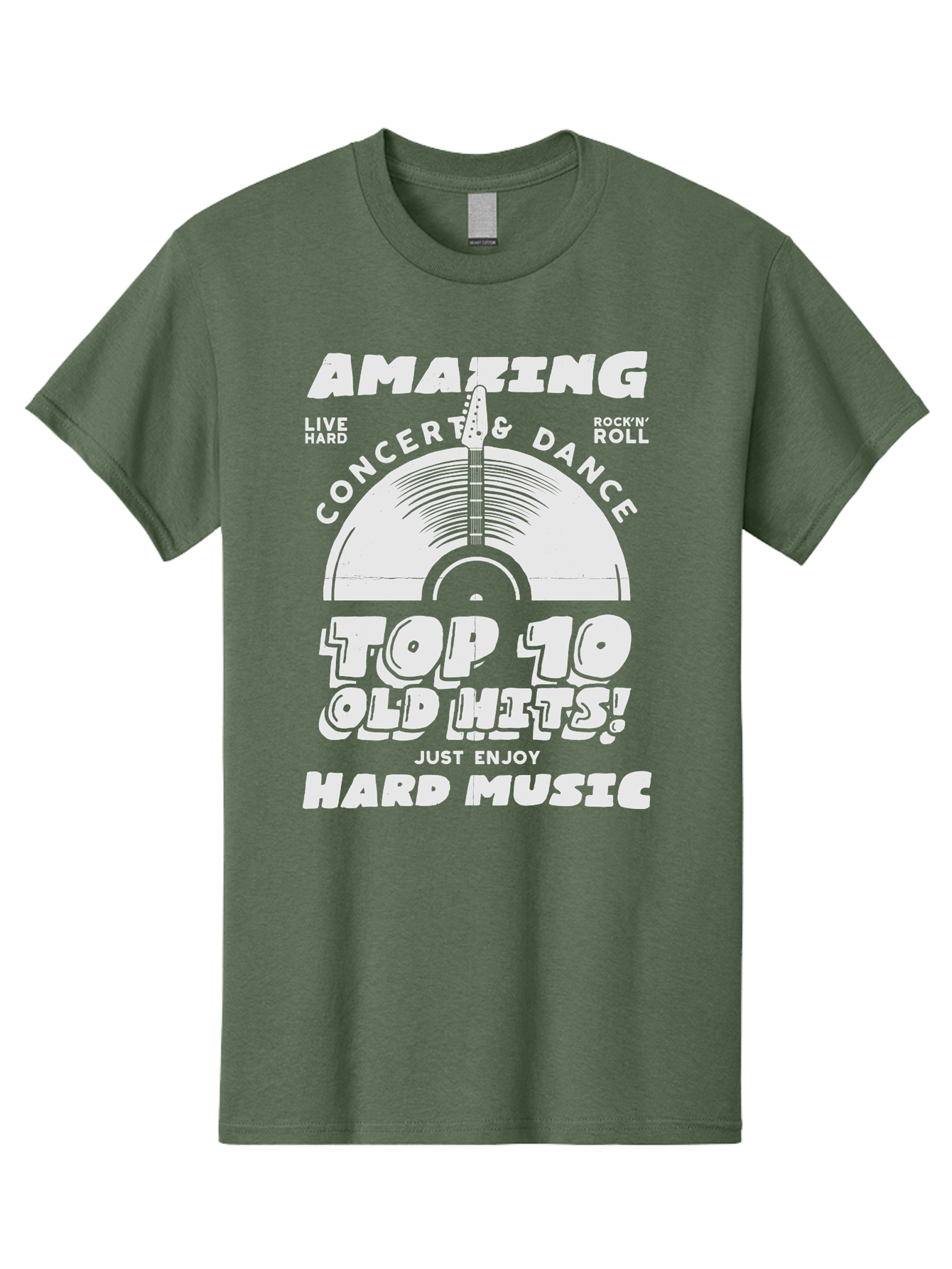 Concert-Dance Men'S Graphic Tee, 100% Cotton, Comfortable Casual Summer Wear, Machine Washable, Concert, Dance, Rock N Roll, Old Hits, Live Hard, Hard Music, Amazing Concert, Top 10 Countdown, Vinyl Record, Energetic Vibes Aab933