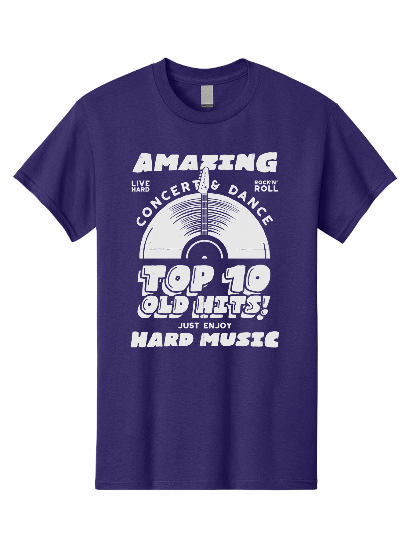 Concert-Dance Men'S Graphic Tee, 100% Cotton, Comfortable Casual Summer Wear, Machine Washable, Concert, Dance, Rock N Roll, Old Hits, Live Hard, Hard Music, Amazing Concert, Top 10 Countdown, Vinyl Record, Energetic Vibes Aab933