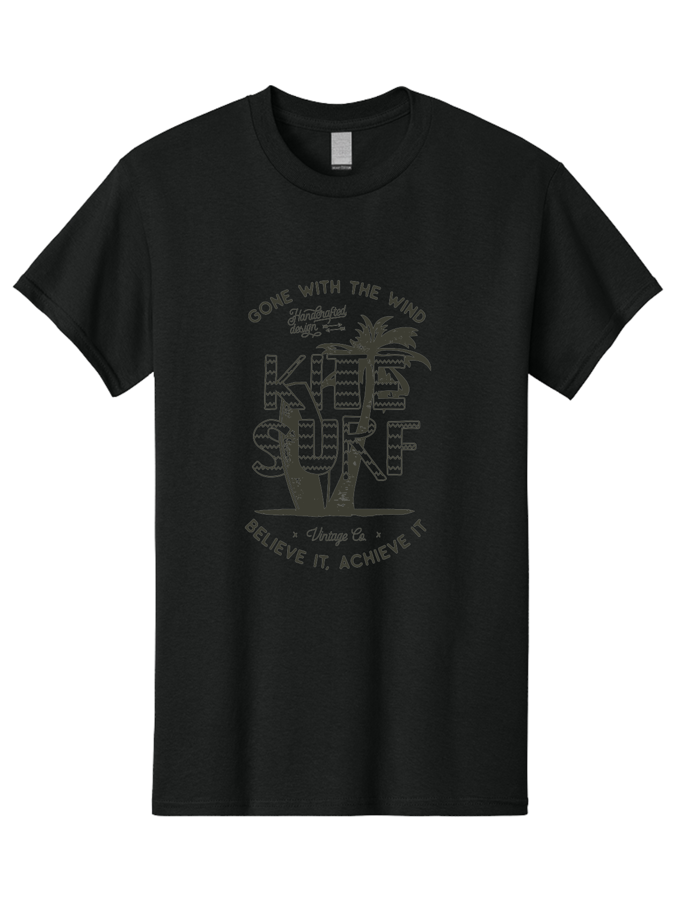 Kitesurf Men'S Graphic Tee, 100% Cotton, Comfortable Casual Summer Wear, Machine Washable, Kite Surfing, Water Sports, Adventure Seekers, Motivational Quotes, Inspirational Phrases, Gone With The Wind, Believe It Achieve It, Aab940