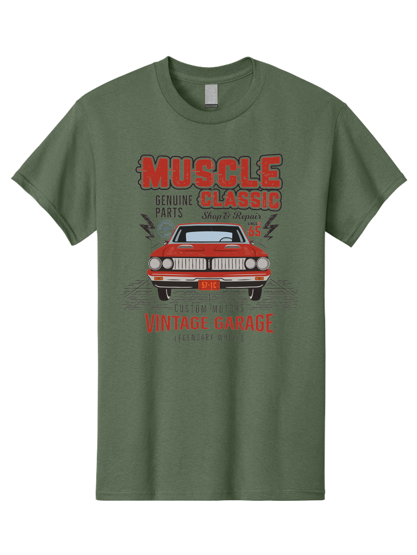 Muscle-Classic Men'S Graphic Tee, 100% Cotton, Comfortable Casual Summer Wear, Machine Washable, Vintage Car, Muscle Car, Classic Car, Custom Motors, Vintage Garage, Legendary Wheels, Shop And Repair, Genuine Parts, Retro Automobile Aab942