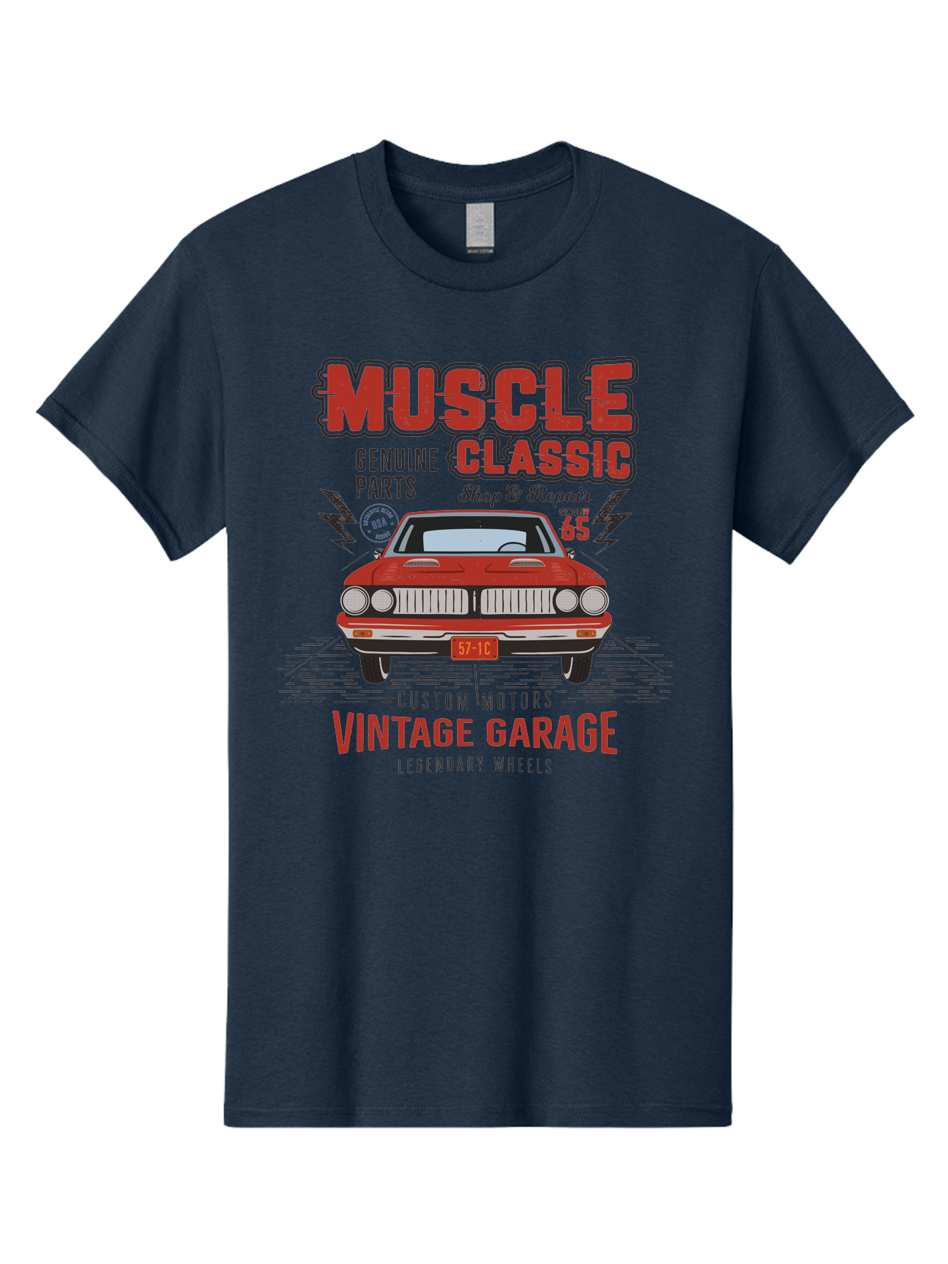 Muscle-Classic Men'S Graphic Tee, 100% Cotton, Comfortable Casual Summer Wear, Machine Washable, Vintage Car, Muscle Car, Classic Car, Custom Motors, Vintage Garage, Legendary Wheels, Shop And Repair, Genuine Parts, Retro Automobile Aab942