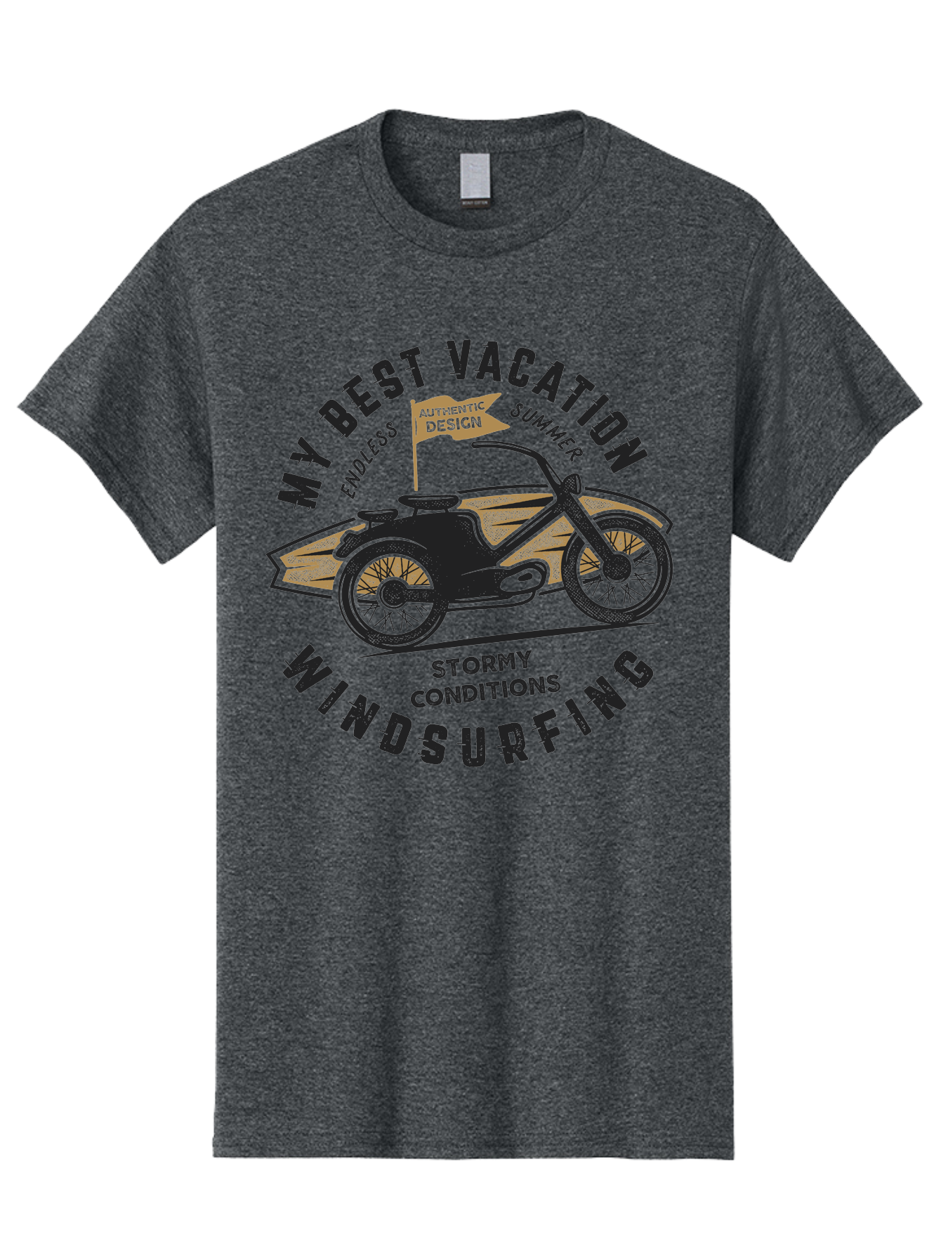 My-Best-Vacation-Windsurfing-1 Men'S Graphic Tee, 100% Cotton, Comfortable Casual Summer Wear, Machine Washable, Motorcycle Windsurfing, Summer Vacation, Stormy Conditions, Endless Summer, Coastal Adventures, Extreme Sports, Aab943