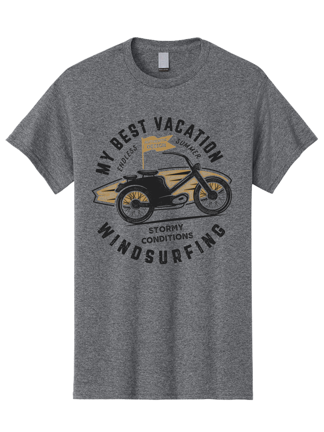 My-Best-Vacation-Windsurfing-1 Men'S Graphic Tee, 100% Cotton, Comfortable Casual Summer Wear, Machine Washable, Motorcycle Windsurfing, Summer Vacation, Stormy Conditions, Endless Summer, Coastal Adventures, Extreme Sports, Aab943
