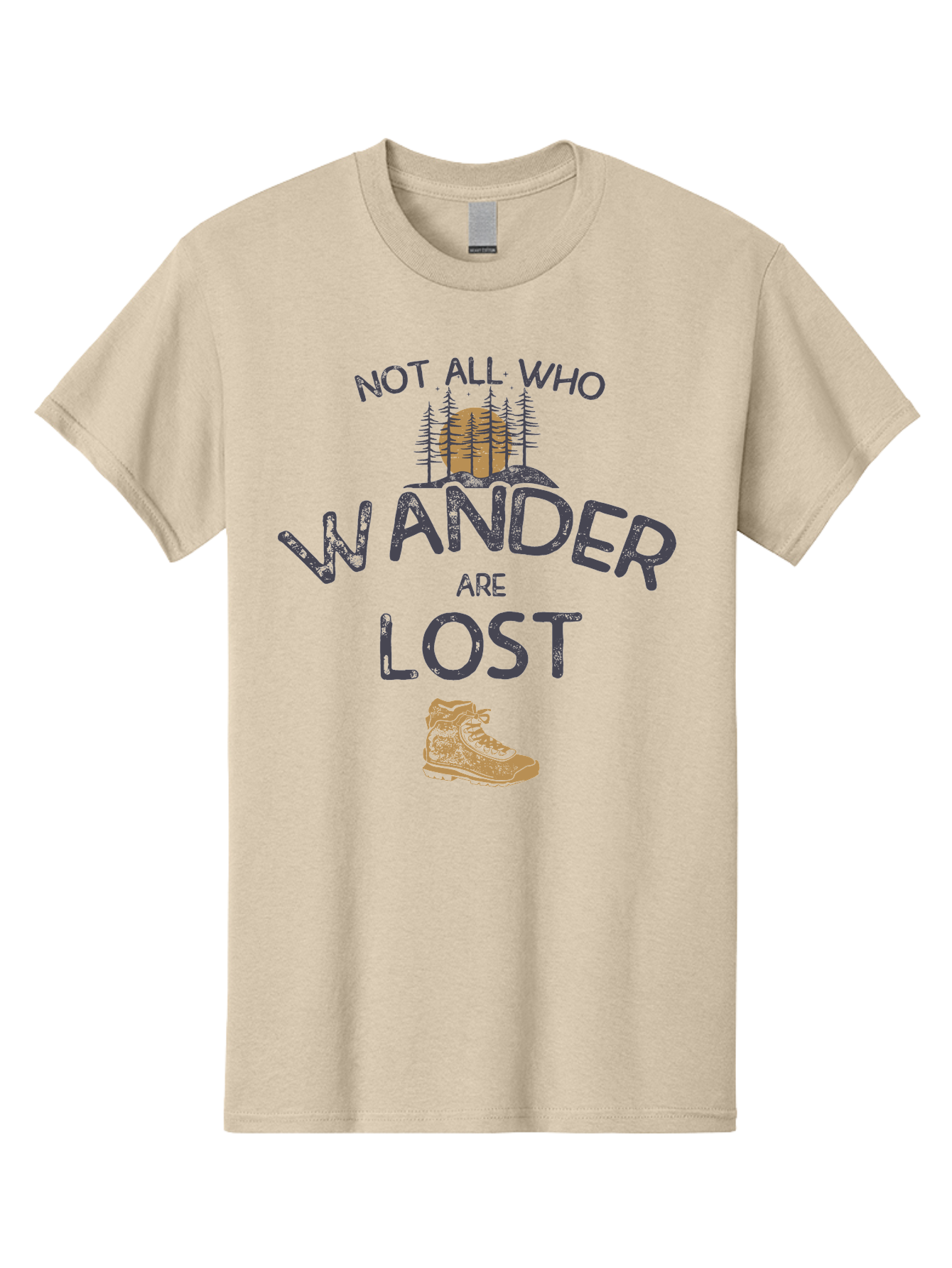 Not-All-Who-Wander-Are-Lost Men'S Graphic Tee, 100% Cotton, Comfortable Casual Summer Wear, Machine Washable, Hiking Boots, Wanderlust, Travel Inspiration, Adventure Seekers, Outdoor Enthusiasts, Inspirational Quotes, Motivational Phrases, Aab948