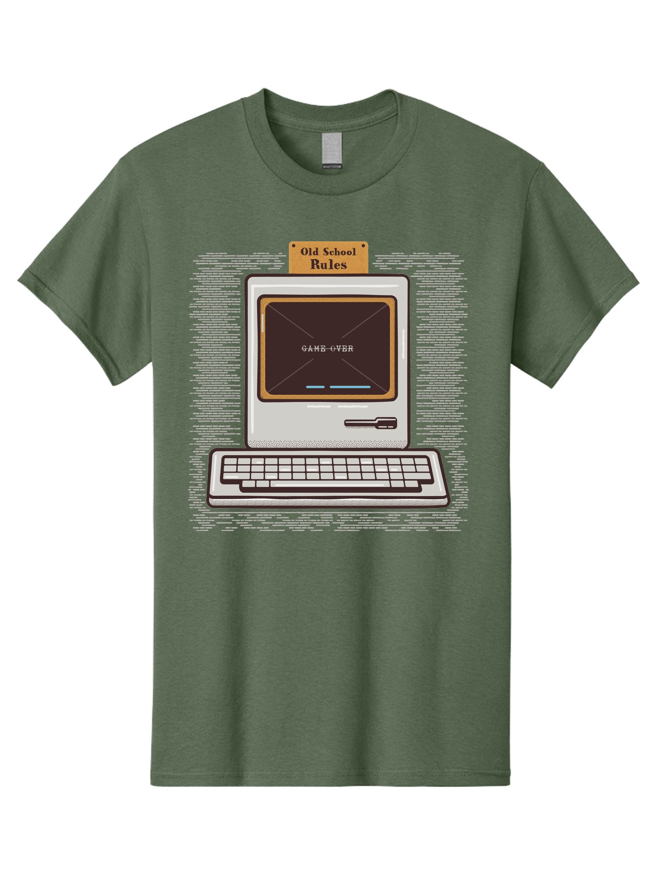 Old-School-Rules Men'S Graphic Tee, 100% Cotton, Comfortable Casual Summer Wear, Machine Washable, Retro Computer, Old School Gaming, Classic Video Games, Game Over Screen, Nostalgic Tech, Vintage Computer Graphics, Pixel Art, Aab950