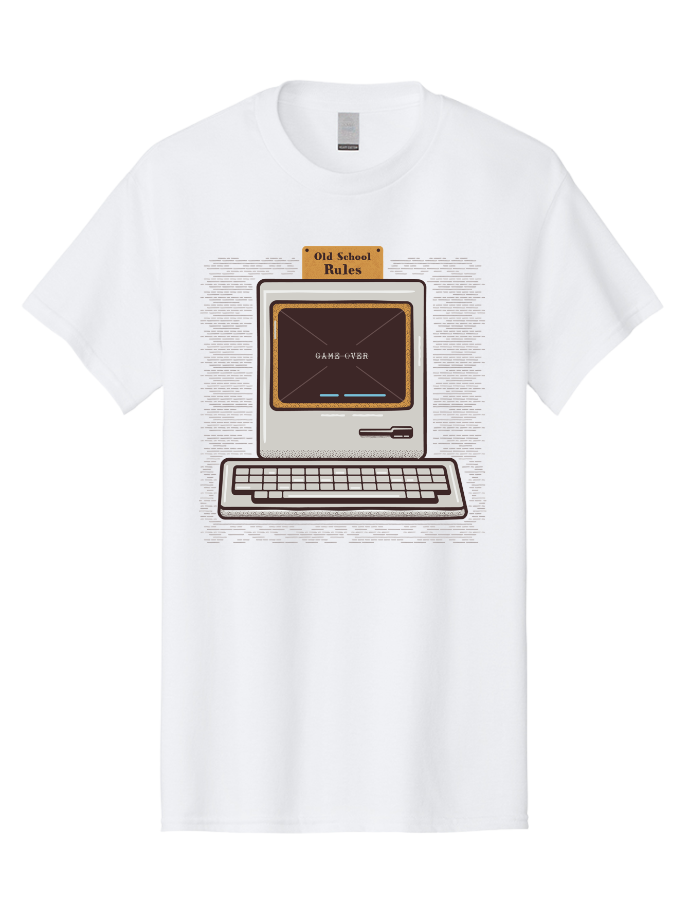 Old-School-Rules Men'S Graphic Tee, 100% Cotton, Comfortable Casual Summer Wear, Machine Washable, Retro Computer, Old School Gaming, Classic Video Games, Game Over Screen, Nostalgic Tech, Vintage Computer Graphics, Pixel Art, Aab950