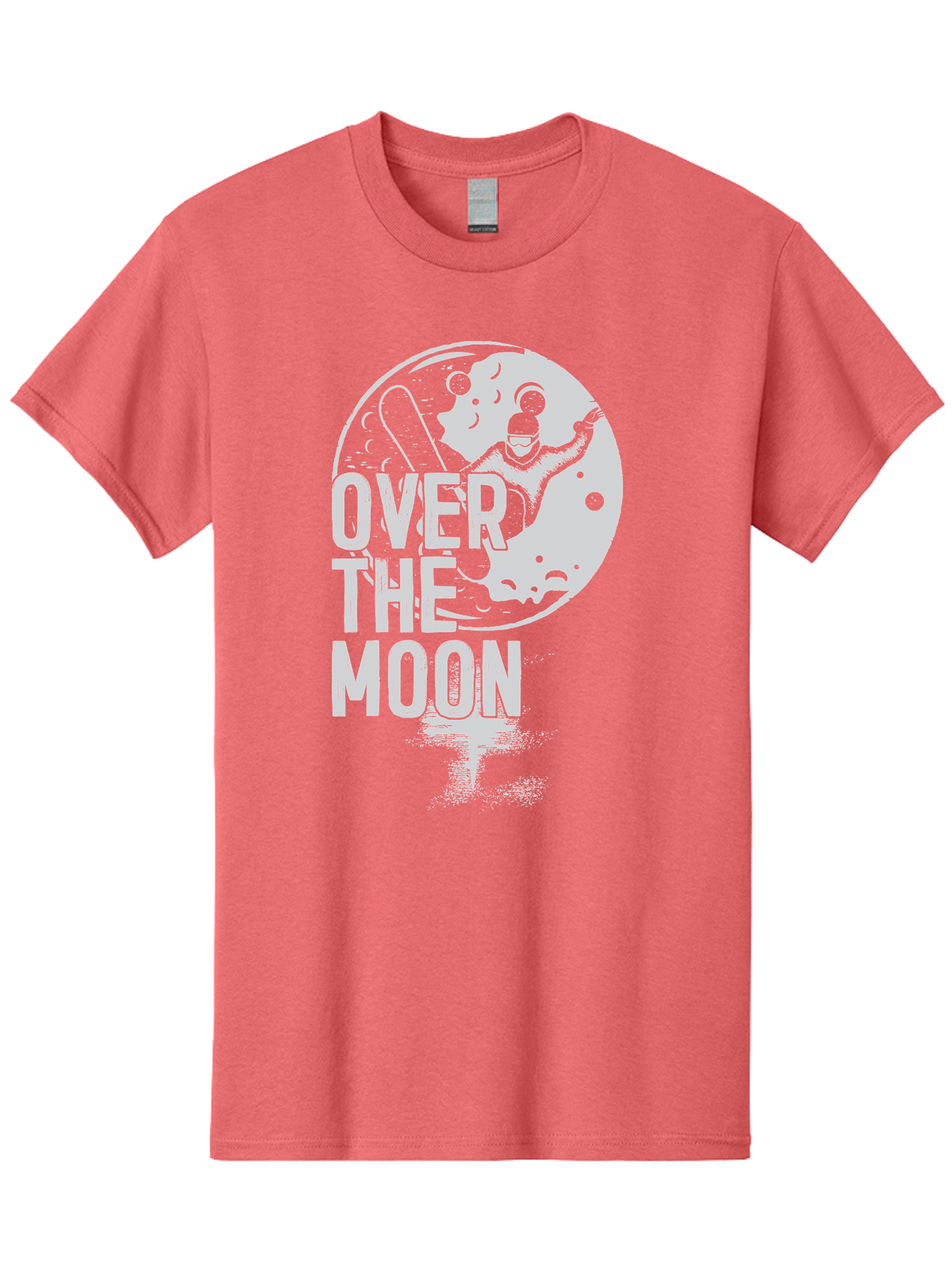 Over-The-Moon Men'S Graphic Tee, 100% Cotton, Comfortable Casual Summer Wear, Machine Washable, Moon Graphic, Astronaut Illustration, Space Exploration, Moon Landing, Celestial Body, Over The Moon Text, Retro-Futuristic Design, Aab951