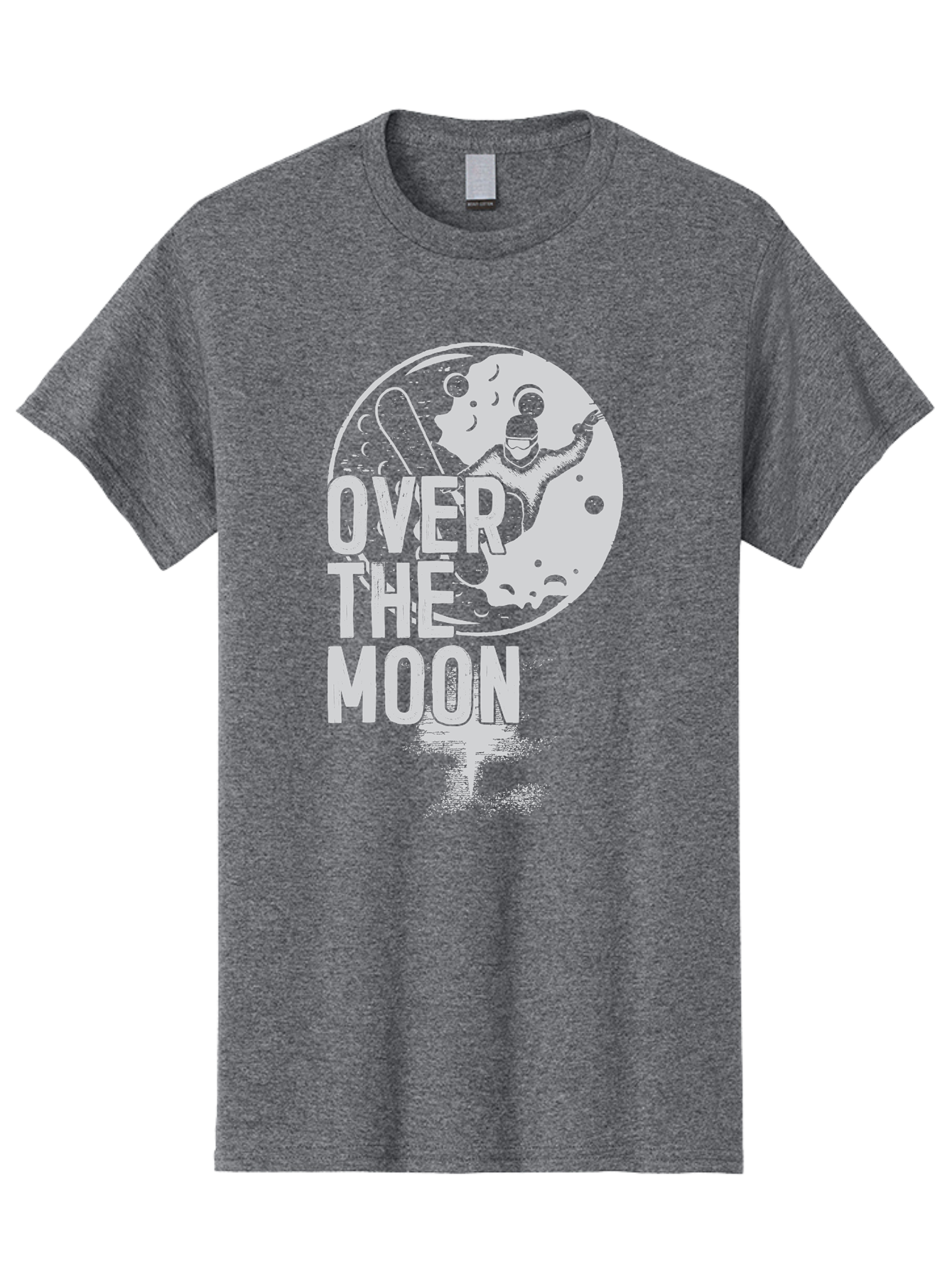 Over-The-Moon Men'S Graphic Tee, 100% Cotton, Comfortable Casual Summer Wear, Machine Washable, Moon Graphic, Astronaut Illustration, Space Exploration, Moon Landing, Celestial Body, Over The Moon Text, Retro-Futuristic Design, Aab951