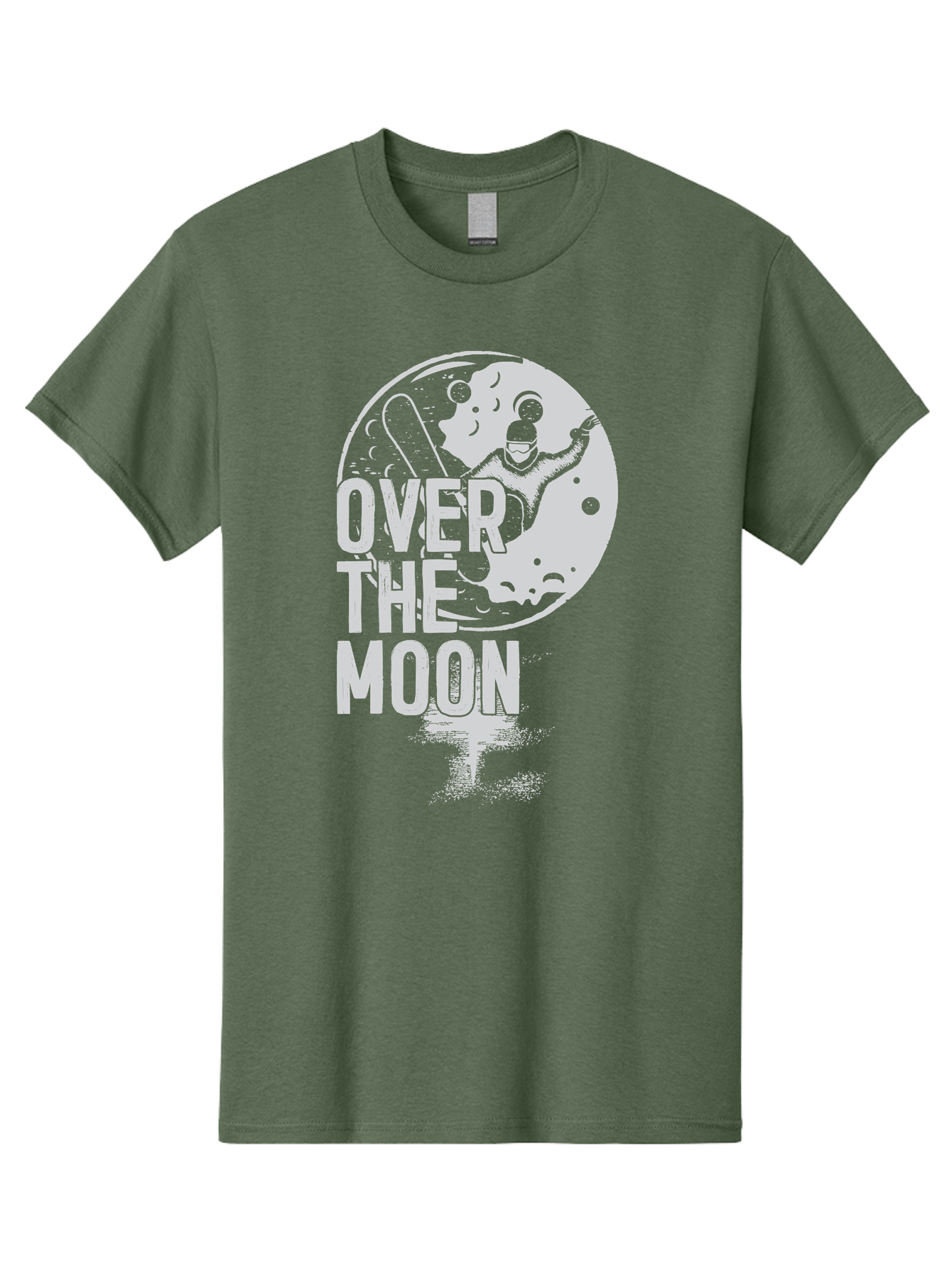 Over-The-Moon Men'S Graphic Tee, 100% Cotton, Comfortable Casual Summer Wear, Machine Washable, Moon Graphic, Astronaut Illustration, Space Exploration, Moon Landing, Celestial Body, Over The Moon Text, Retro-Futuristic Design, Aab951