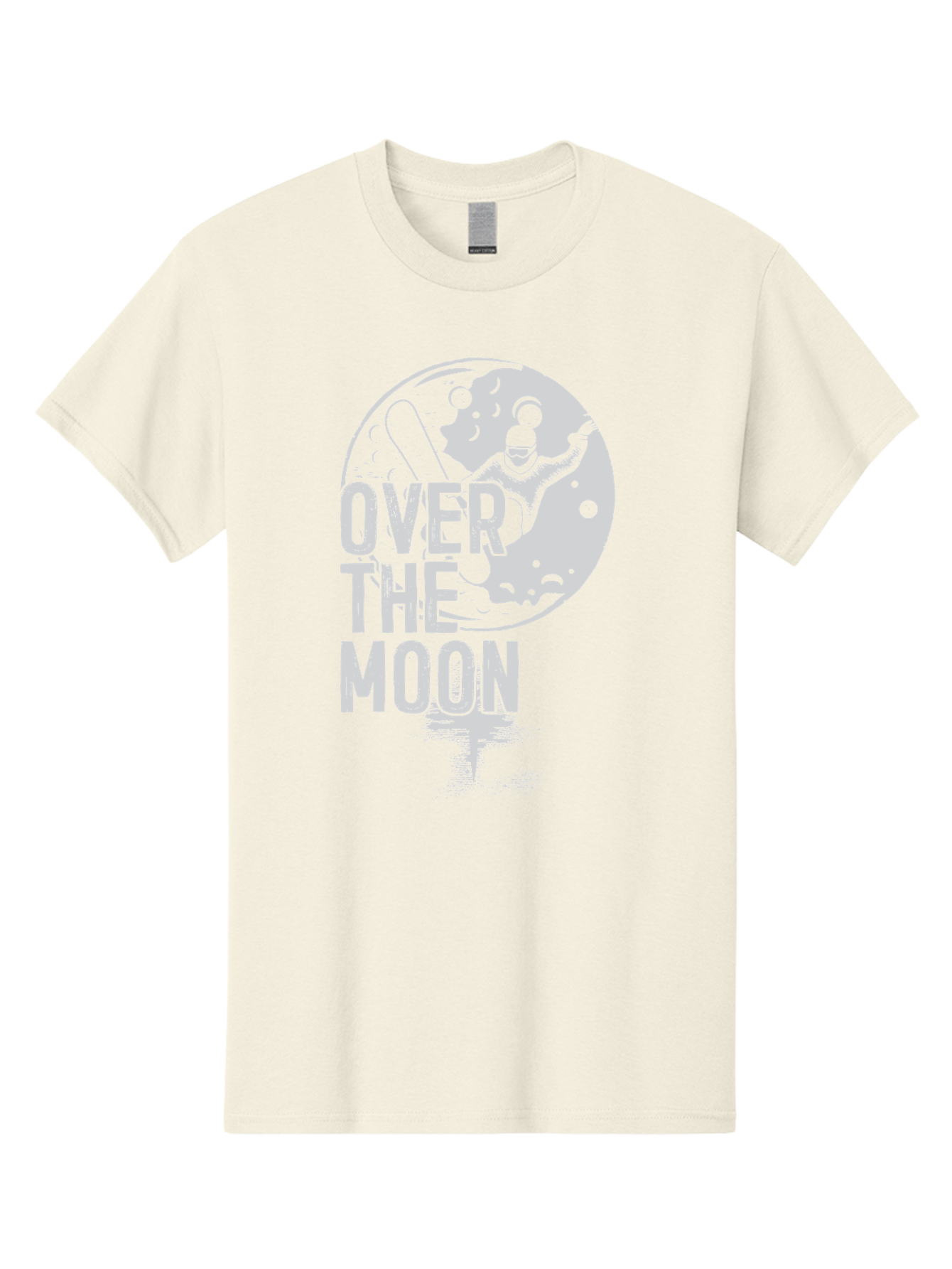 Over-The-Moon Men'S Graphic Tee, 100% Cotton, Comfortable Casual Summer Wear, Machine Washable, Moon Graphic, Astronaut Illustration, Space Exploration, Moon Landing, Celestial Body, Over The Moon Text, Retro-Futuristic Design, Aab951