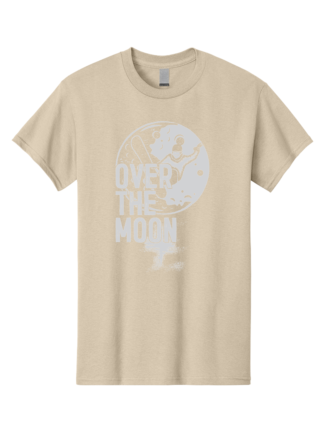 Over-The-Moon Men'S Graphic Tee, 100% Cotton, Comfortable Casual Summer Wear, Machine Washable, Moon Graphic, Astronaut Illustration, Space Exploration, Moon Landing, Celestial Body, Over The Moon Text, Retro-Futuristic Design, Aab951