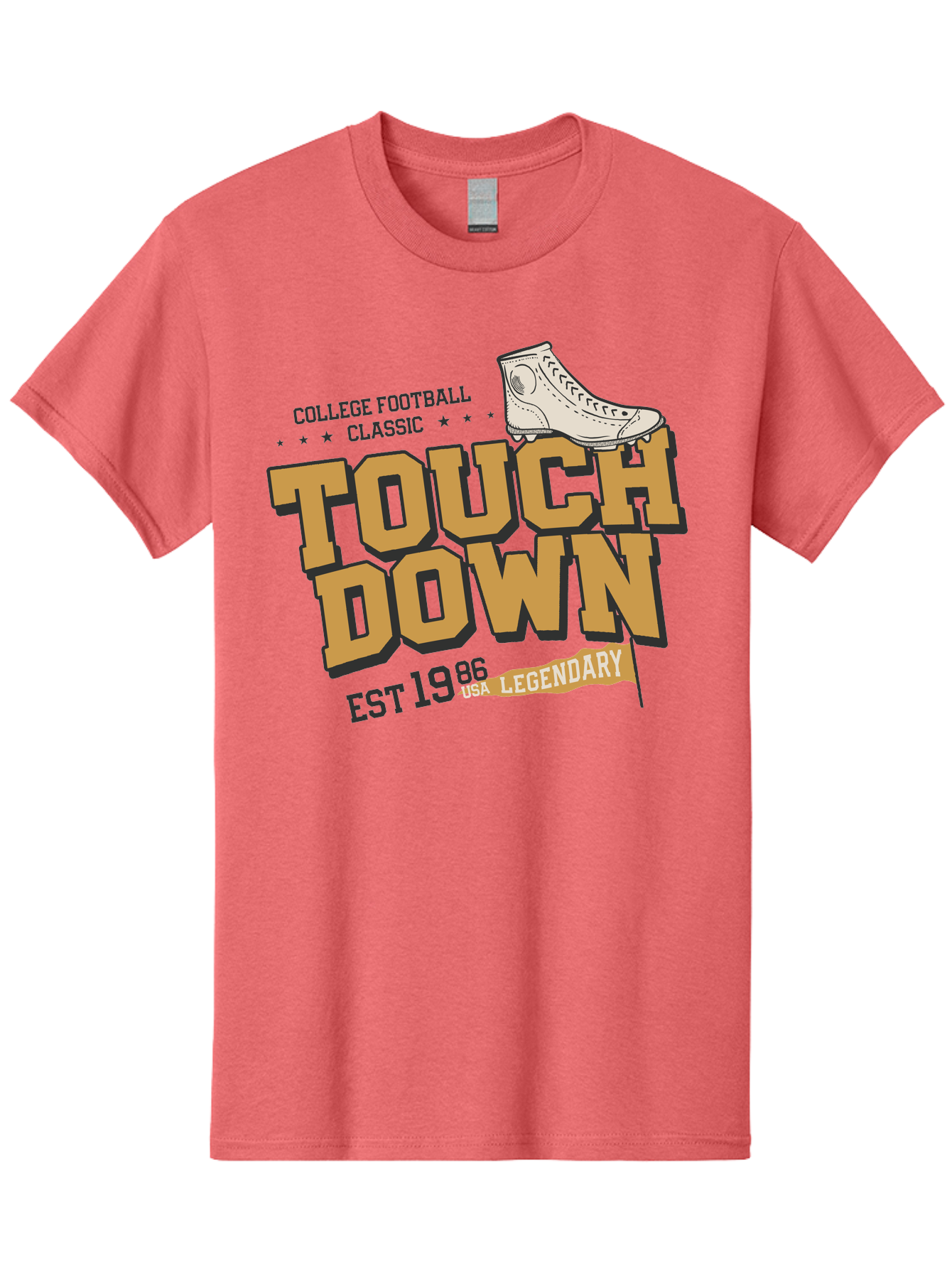 Touchdown Men'S Graphic Tee, 100% Cotton, Comfortable Casual Summer Wear, Machine Washable, College Football Classic, Touchdown, Legendary Football, Football Culture, Sports Nostalgia, Vintage Sports, Usa Football Legacy, Football History Aab955