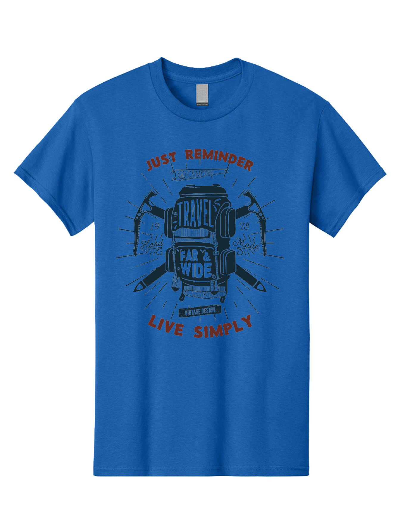 Travel-Far-Wide Men'S Graphic Tee, 100% Cotton, Comfortable Casual Summer Wear, Machine Washable, Travel Inspiration, Adventure, Camping, Vintage Design, Outdoor Lifestyle, Simplicity, Exploration, Wanderlust, Just Reminder, Live Simply Aab958