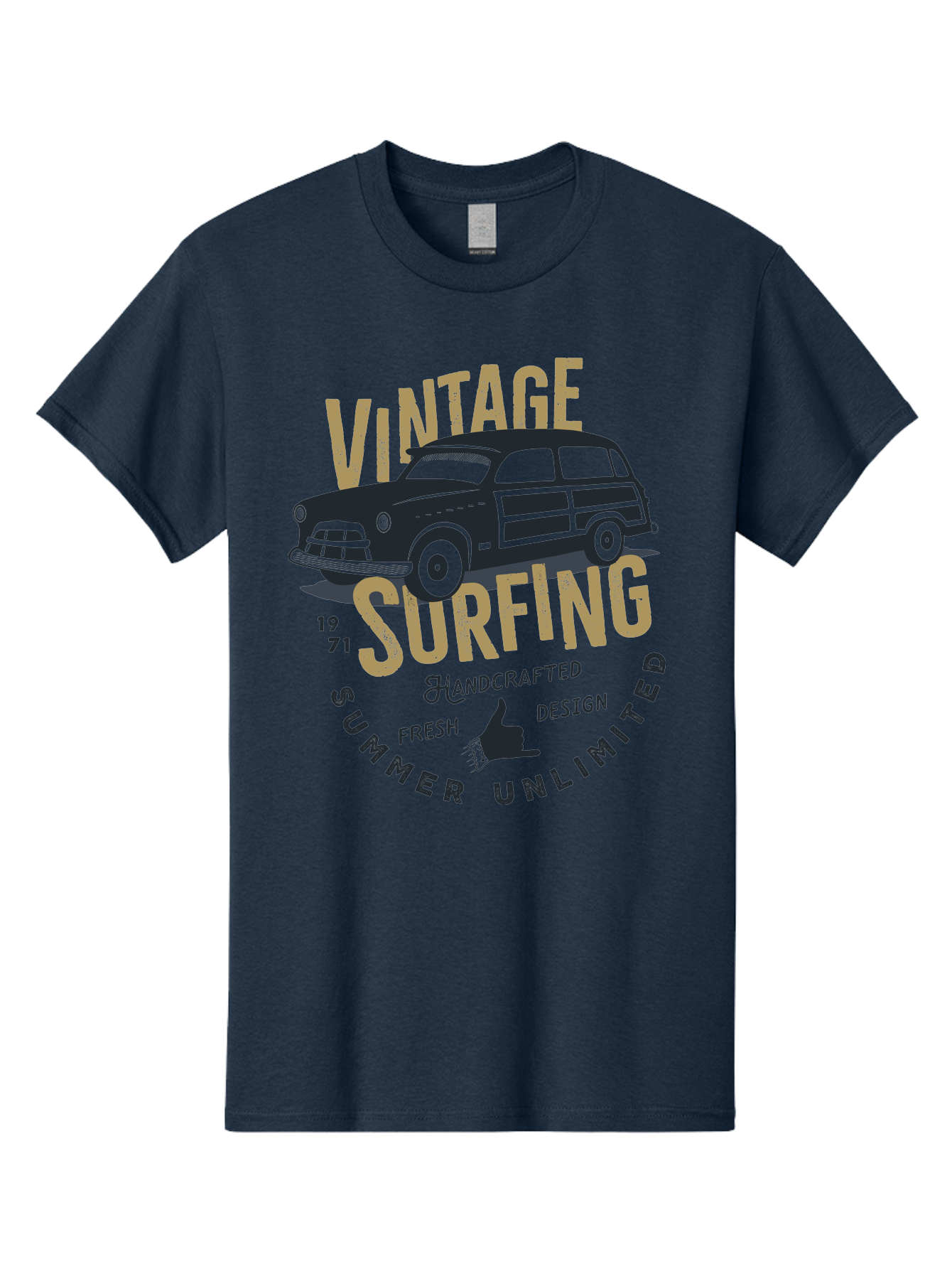 Vintage-Surfing-1 Men'S Graphic Tee, 100% Cotton, Comfortable Casual Summer Wear, Machine Washable, Vintage Surf Car, Retro Surf Culture, Summer Vibes, Surf Inspired Art, Surfer Dude, Cool Car Designs, Classic Surf Style Aab959