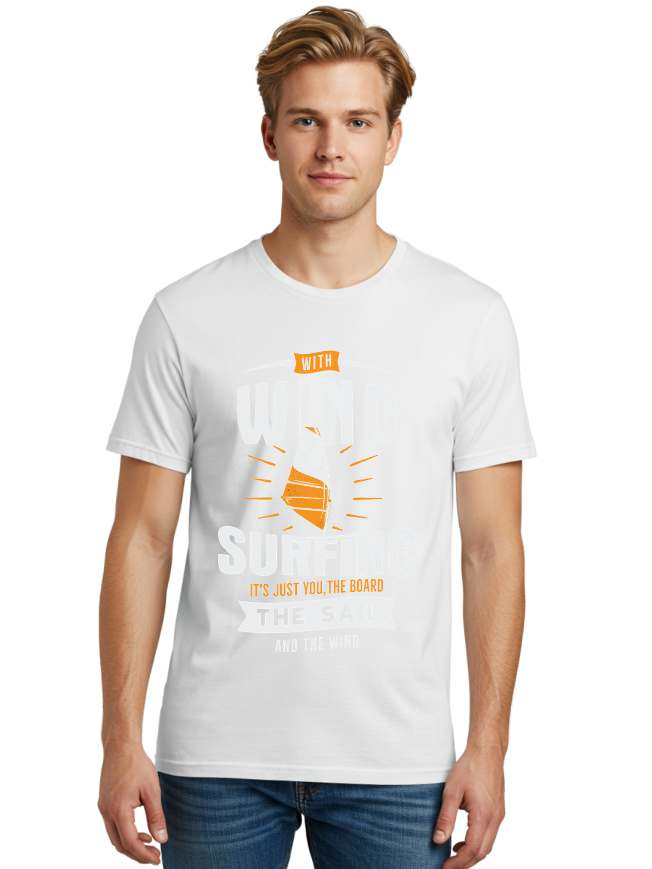Wind-Surfing Men'S Graphic Tee, 100% Cotton, Comfortable Casual Summer Wear, Machine Washable, Windsurfing, Water Sports, Sailing, Adventure Seekers, Thrill Lovers, Windsurfing Quotes, Sailing Inspiration, Surfing Culture, Extreme Sports, Aab964