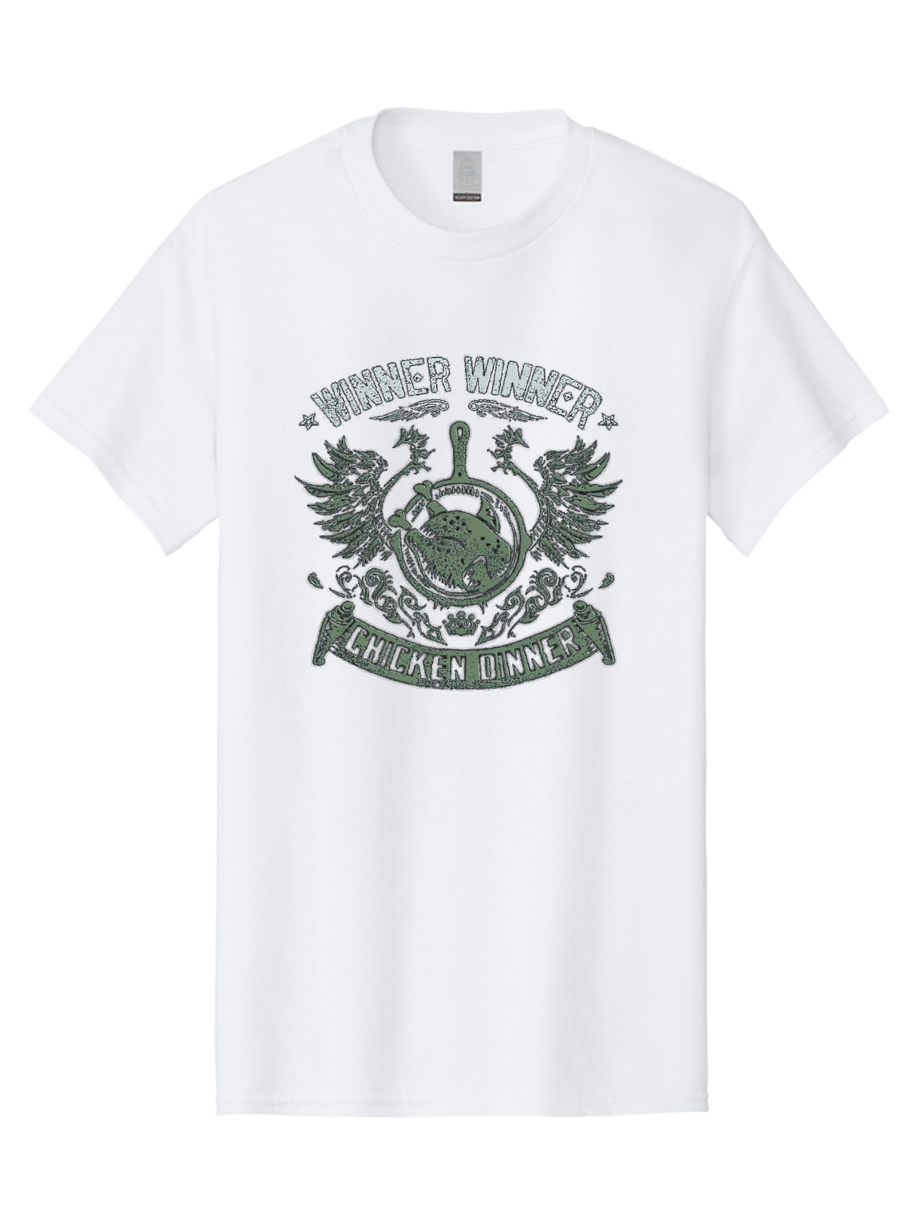 Winner-Winner-Chicken-Dinner Men'S Graphic Tee, 100% Cotton, Comfortable Casual Summer Wear, Machine Washable, Vintage-Style Emblem, Chicken Dinner Logo, Victorious Theme, Culinary Badge, Winner Winner, Chicken Dinner, Bold Typography, Aab965