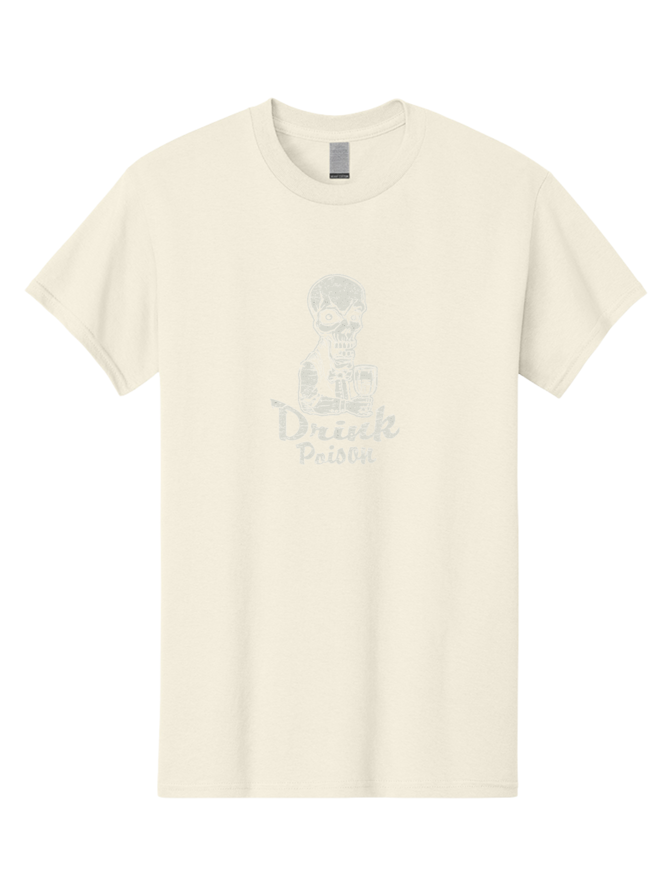 Drink-Poison Men'S Graphic Tee, 100% Cotton, Comfortable Casual Summer Wear, Machine Washable, Skeleton Holding A Glass, Dark Humor, Toxic Drink, Skull Character, Gothic Illustration, Grunge Style, Creepy Design, Poison Warning, Skull Artwork, Aab968