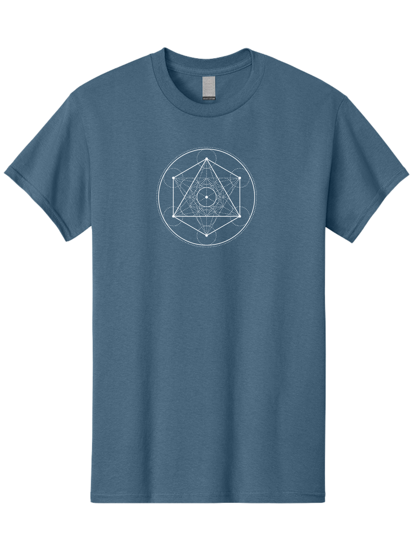 Geometric-Shape-2 Men'S Graphic Tee, 100% Cotton, Comfortable Casual Summer Wear, Machine Washable, Sacred Geometry, Geometric Shapes, Triangle, Circle, Spiritual Symbols, Mystical Patterns, White Lines, Dotted Lines, Spiritual Significance, Aab984