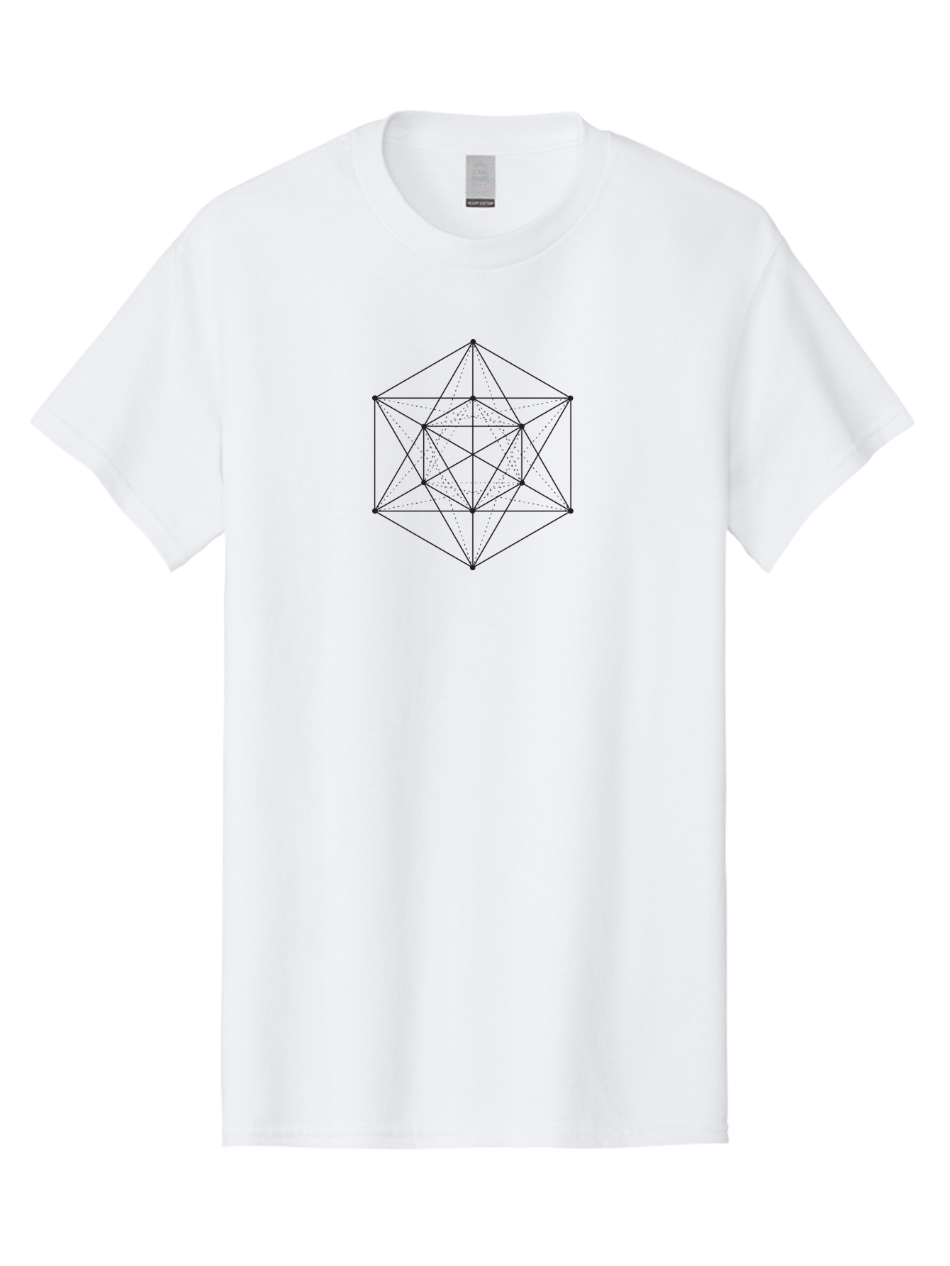 Octahedron Men'S Graphic Tee, 100% Cotton, Comfortable Casual Summer Wear, Machine Washable, Geometric Shape, Symmetrical Design, Polyhedron, 3D Geometry, Triangular Faces, Interconnected Lines, Complex Structure, Mathematical Art, Geometry, Aab988