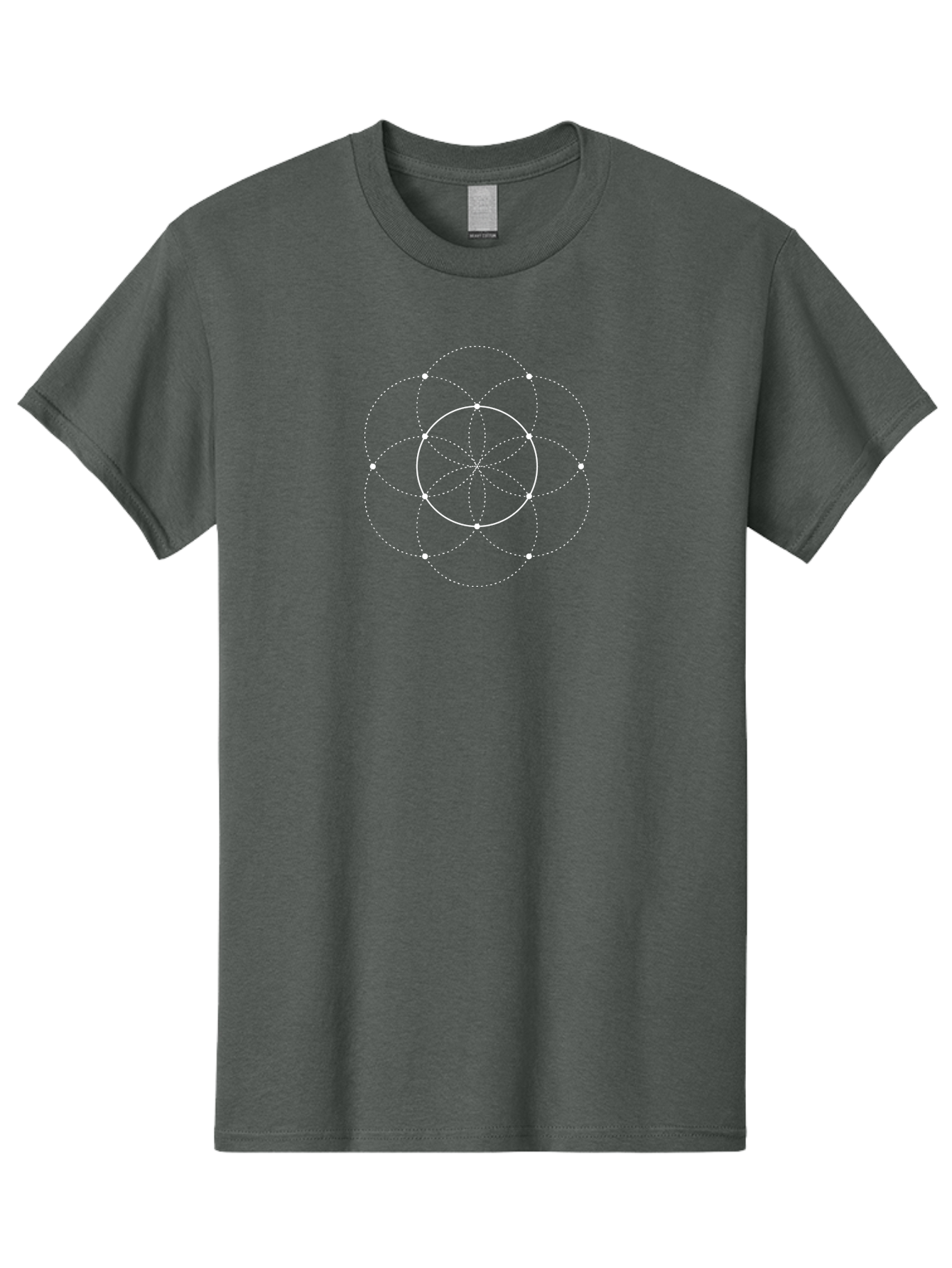 Sacred-Geometry-Flower Men'S Graphic Tee, 100% Cotton, Comfortable Casual Summer Wear, Machine Washable, Sacred Geometry, Geometric Pattern, White Circles, Dotted Lines, Flower Of Life, Spiritual Symbol, Mystic Design, Geometric Shape Aab991