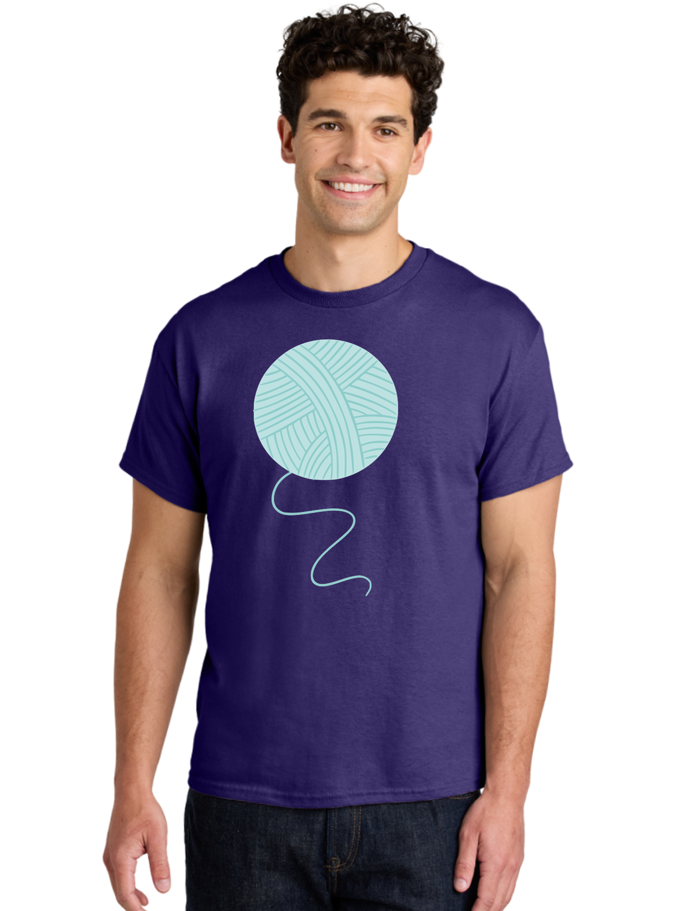 Ball-Of-Yarn Men'S Graphic Tee, 100% Cotton, Comfortable Casual Summer Wear, Machine Washable, Ball Of Yarn, Knitting Supplies, Crafting Essentials, Yarn Thread, Creative Hobbies, Handmade Crafts, Knitting Yarn Aac000