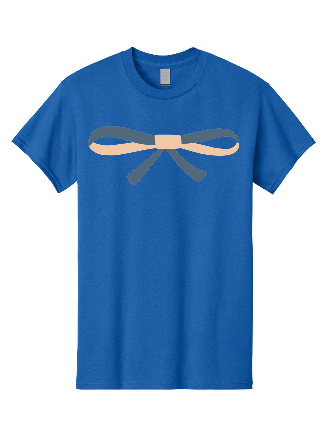 Blue-And-Beige-Bow Men'S Graphic Tee, 100% Cotton, Comfortable Casual Summer Wear, Machine Washable, Gift Wrapping, Decorative Ribbon, Bow Tie, Gift Decoration, Elegant Design, Stylish Presentation, Grey And Beige Ribbon Aac002