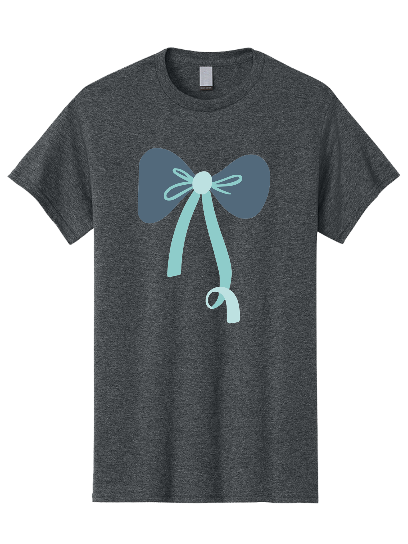 Bow-Ribbon Men'S Graphic Tee, 100% Cotton, Comfortable Casual Summer Wear, Machine Washable, Grey Bow, Blue Ribbon, Decorative Bow, Elegant Design, Stylish Accessory, Fashion Embellishment, Gift Wrapping, Party Decoration Aac004