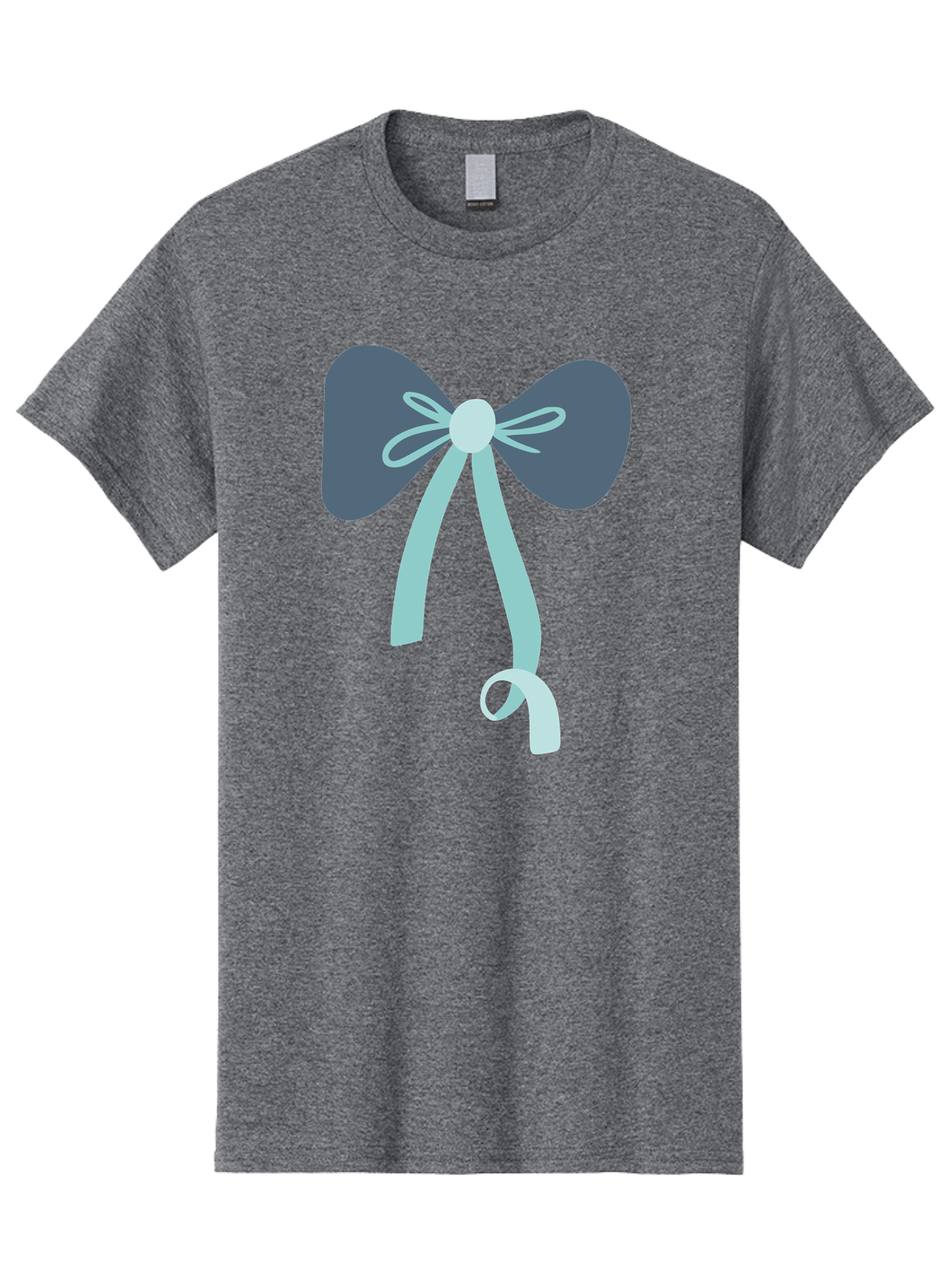 Bow-Ribbon Men'S Graphic Tee, 100% Cotton, Comfortable Casual Summer Wear, Machine Washable, Grey Bow, Blue Ribbon, Decorative Bow, Elegant Design, Stylish Accessory, Fashion Embellishment, Gift Wrapping, Party Decoration Aac004