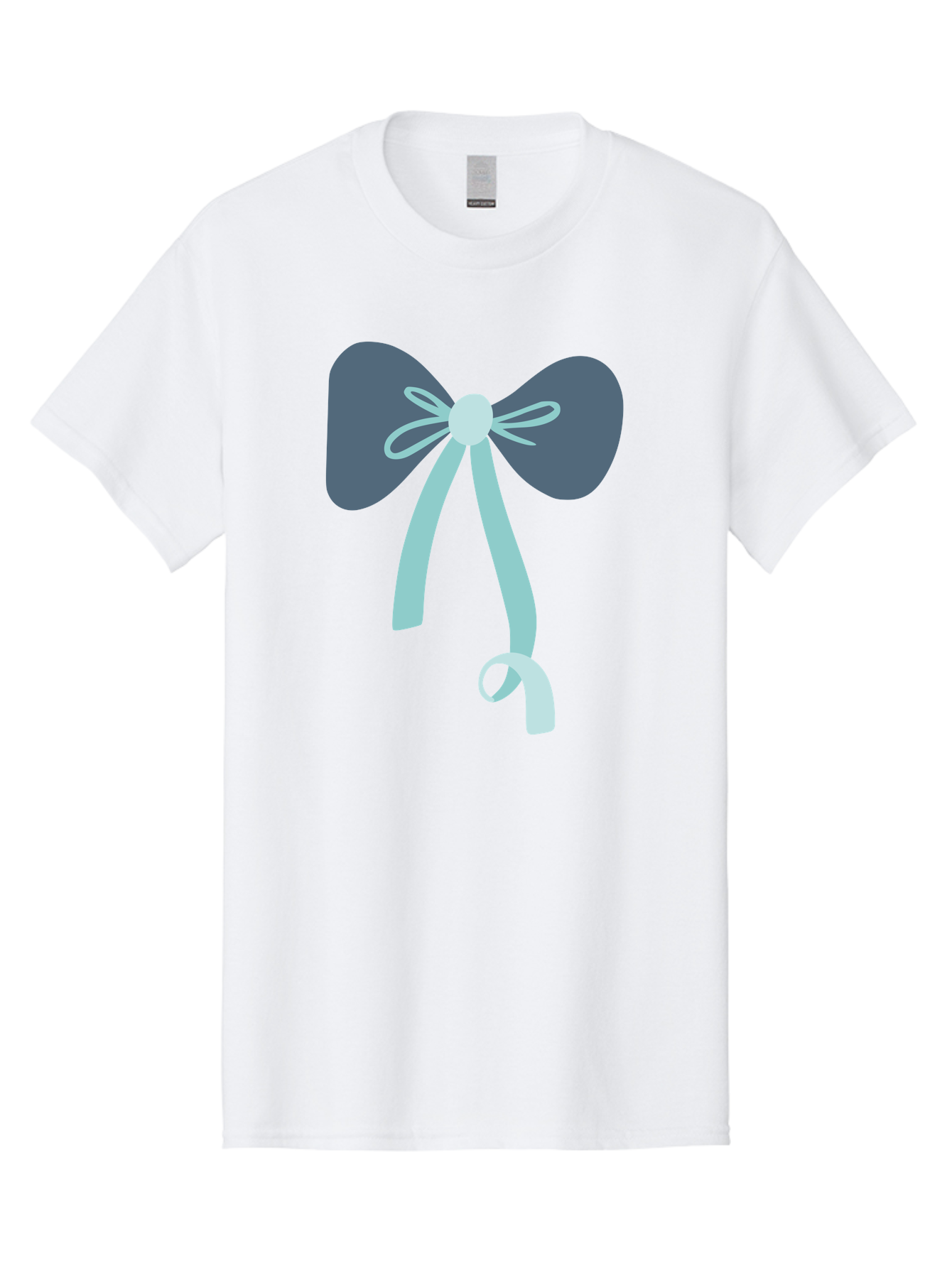 Bow-Ribbon Men'S Graphic Tee, 100% Cotton, Comfortable Casual Summer Wear, Machine Washable, Grey Bow, Blue Ribbon, Decorative Bow, Elegant Design, Stylish Accessory, Fashion Embellishment, Gift Wrapping, Party Decoration Aac004