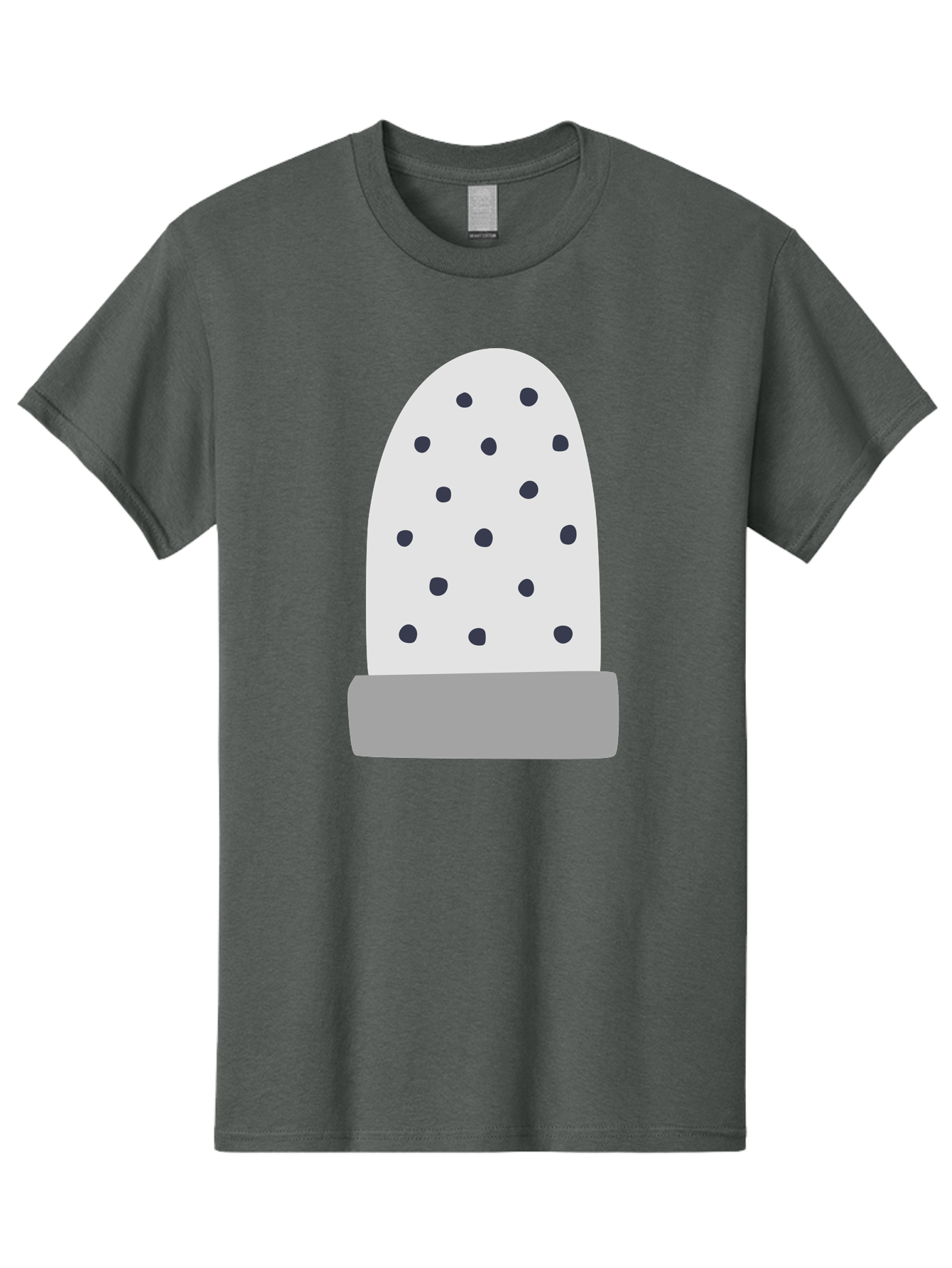 Cactus Men'S Graphic Tee, 100% Cotton, Comfortable Casual Summer Wear, Machine Washable, Cactus Plant, Potted Cactus, White Cactus, Black Dots, Simple Design, Modern Art, Minimalist Style, Abstract Shape, Decorative Element, Aac006