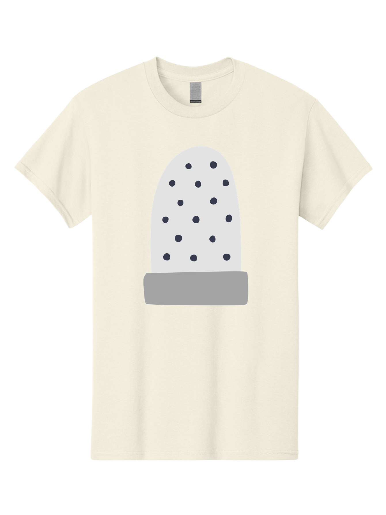 Cactus Men'S Graphic Tee, 100% Cotton, Comfortable Casual Summer Wear, Machine Washable, Cactus Plant, Potted Cactus, White Cactus, Black Dots, Simple Design, Modern Art, Minimalist Style, Abstract Shape, Decorative Element, Aac006