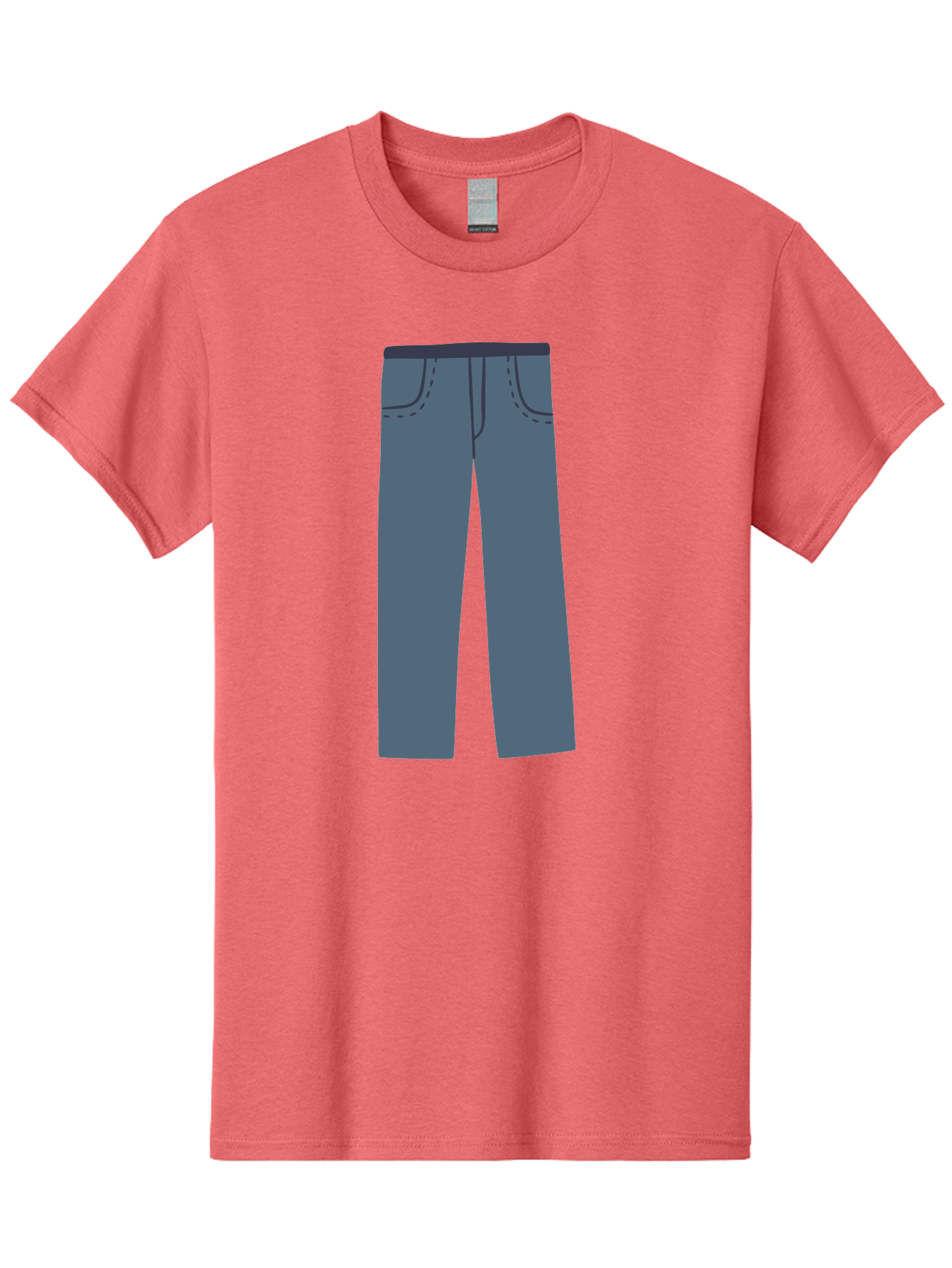 Dark-Blue-Jeans Men'S Graphic Tee, 100% Cotton, Comfortable Casual Summer Wear, Machine Washable, Gray Trousers, Straight Leg Pants, Simple Design, Minimalist Style, Fashion Illustration, Clothing Graphic, Dark Gray Color Aac014