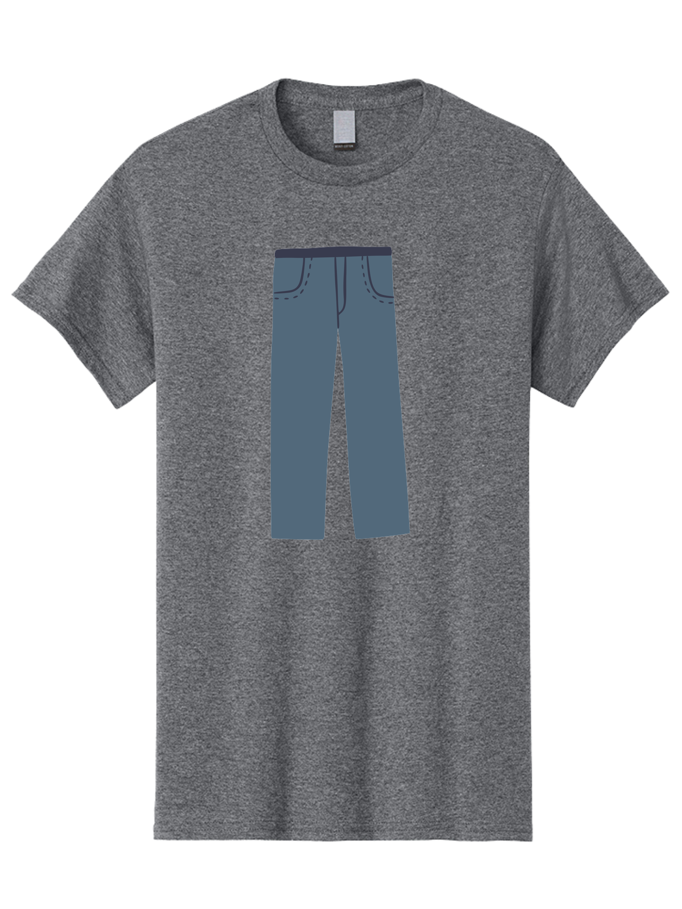 Dark-Blue-Jeans Men'S Graphic Tee, 100% Cotton, Comfortable Casual Summer Wear, Machine Washable, Gray Trousers, Straight Leg Pants, Simple Design, Minimalist Style, Fashion Illustration, Clothing Graphic, Dark Gray Color Aac014