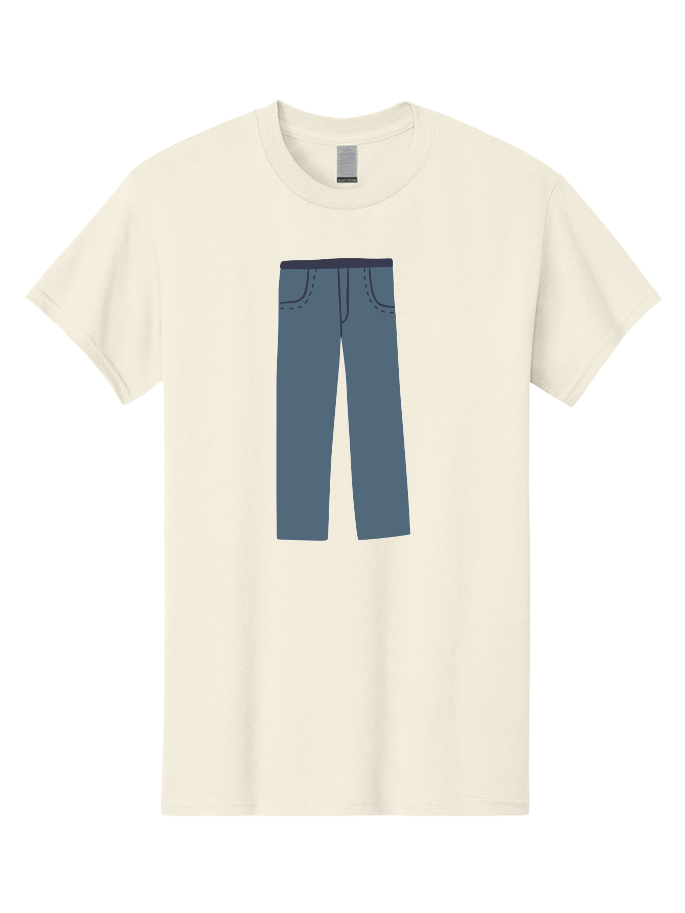 Dark-Blue-Jeans Men'S Graphic Tee, 100% Cotton, Comfortable Casual Summer Wear, Machine Washable, Gray Trousers, Straight Leg Pants, Simple Design, Minimalist Style, Fashion Illustration, Clothing Graphic, Dark Gray Color Aac014