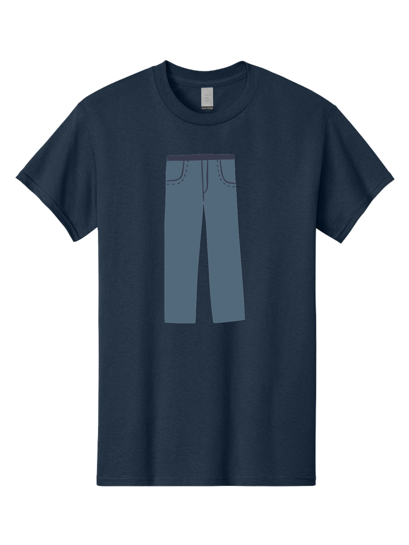 Dark-Blue-Jeans Men'S Graphic Tee, 100% Cotton, Comfortable Casual Summer Wear, Machine Washable, Gray Trousers, Straight Leg Pants, Simple Design, Minimalist Style, Fashion Illustration, Clothing Graphic, Dark Gray Color Aac014