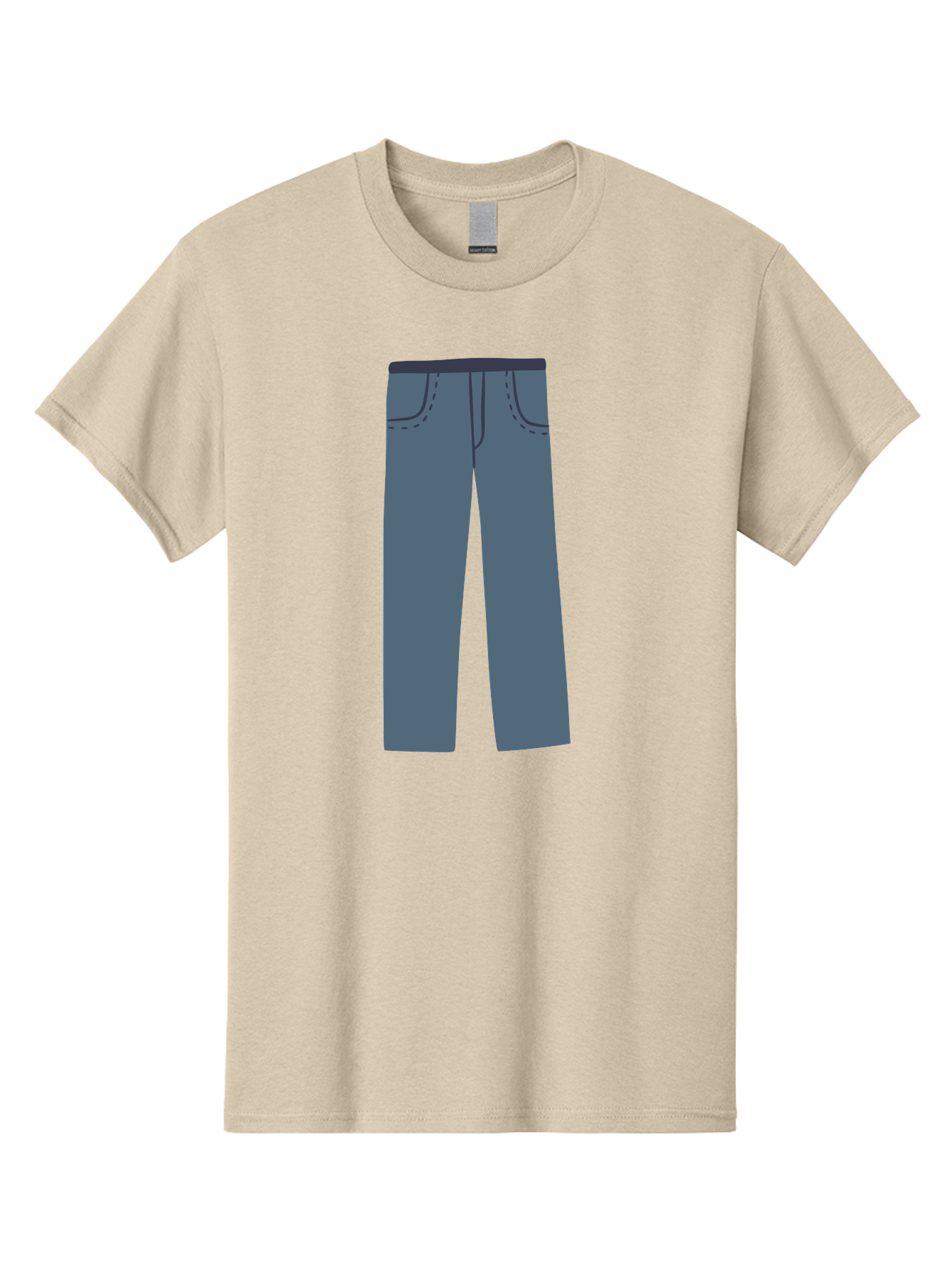 Dark-Blue-Jeans Men'S Graphic Tee, 100% Cotton, Comfortable Casual Summer Wear, Machine Washable, Gray Trousers, Straight Leg Pants, Simple Design, Minimalist Style, Fashion Illustration, Clothing Graphic, Dark Gray Color Aac014