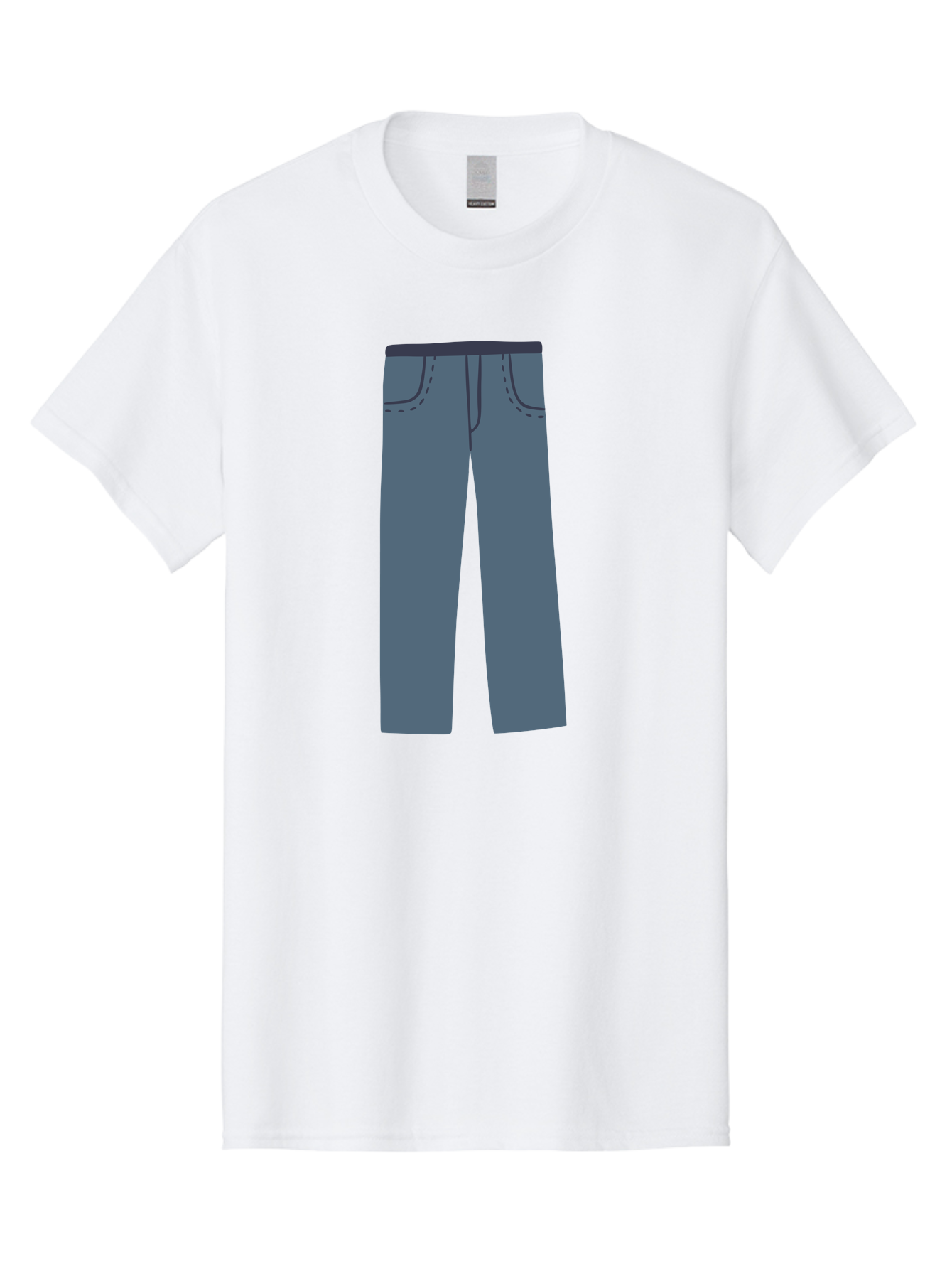 Dark-Blue-Jeans Men'S Graphic Tee, 100% Cotton, Comfortable Casual Summer Wear, Machine Washable, Gray Trousers, Straight Leg Pants, Simple Design, Minimalist Style, Fashion Illustration, Clothing Graphic, Dark Gray Color Aac014