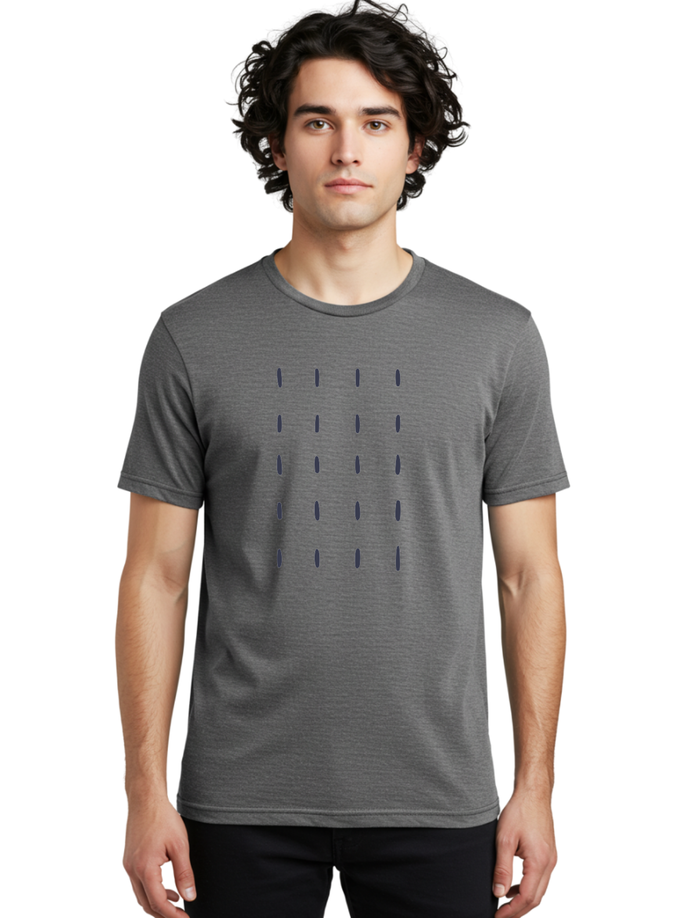 Dashes-Pattern Men'S Graphic Tee, 100% Cotton, Comfortable Casual Summer Wear, Machine Washable, Gray Ovals Pattern, Symmetrical Design, Minimalist Aesthetic, Modern Art, Grid Layout, Simple Shapes, Contemporary Style, Abstract Pattern Aac017