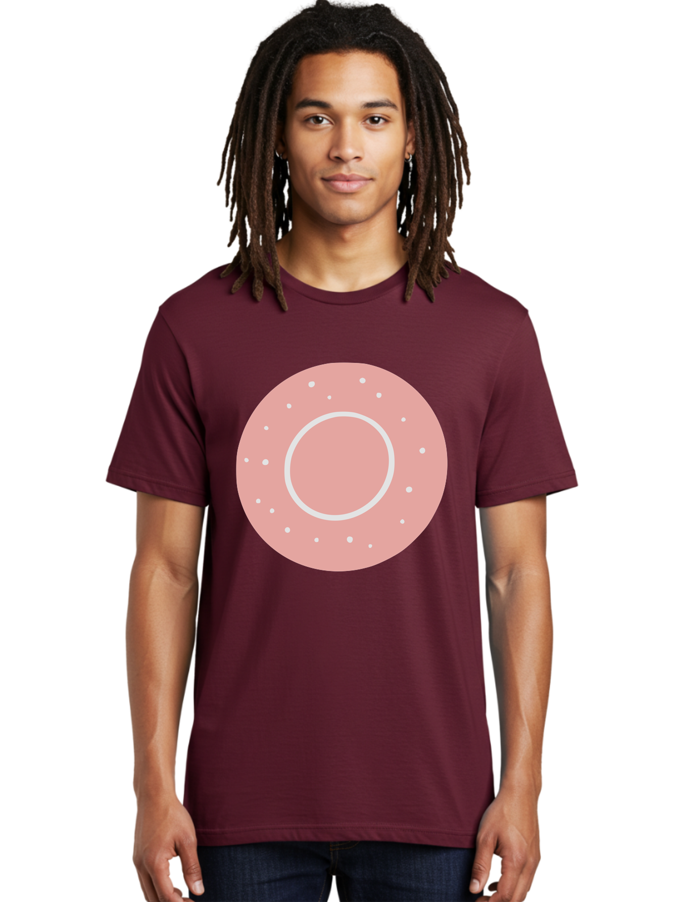 Donut Men'S Graphic Tee, 100% Cotton, Comfortable Casual Summer Wear, Machine Washable, Pink Donut, White Sprinkles, Sweet Treat, Tasty Pastry, Dessert Food, Baked Good, Ring Shaped, Food Illustration, Cute Design Aac019