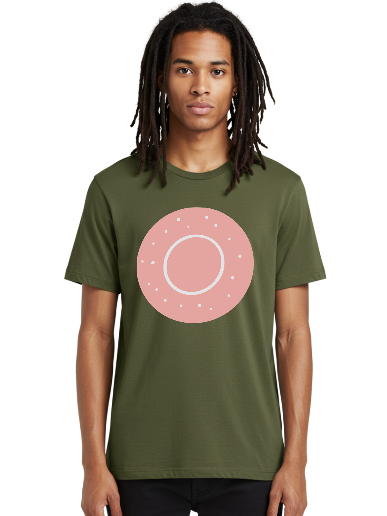 Donut Men'S Graphic Tee, 100% Cotton, Comfortable Casual Summer Wear, Machine Washable, Pink Donut, White Sprinkles, Sweet Treat, Tasty Pastry, Dessert Food, Baked Good, Ring Shaped, Food Illustration, Cute Design Aac019