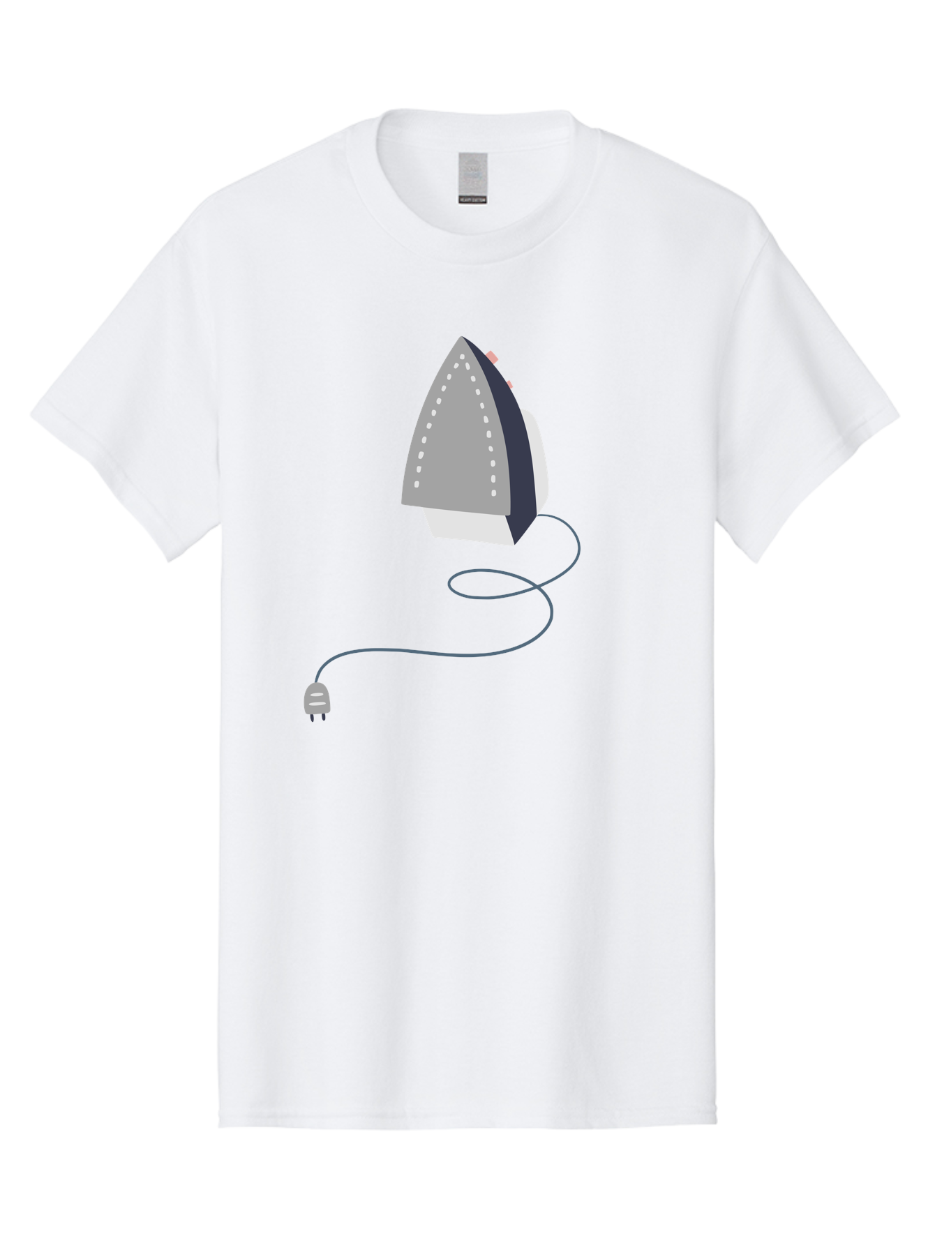 Electric-Iron Men'S Graphic Tee, 100% Cotton, Comfortable Casual Summer Wear, Machine Washable, Electric Iron, Household Appliance, Ironing Clothes, Steam Iron, Corded Iron, Domestic Chores, Laundry Day Aac024