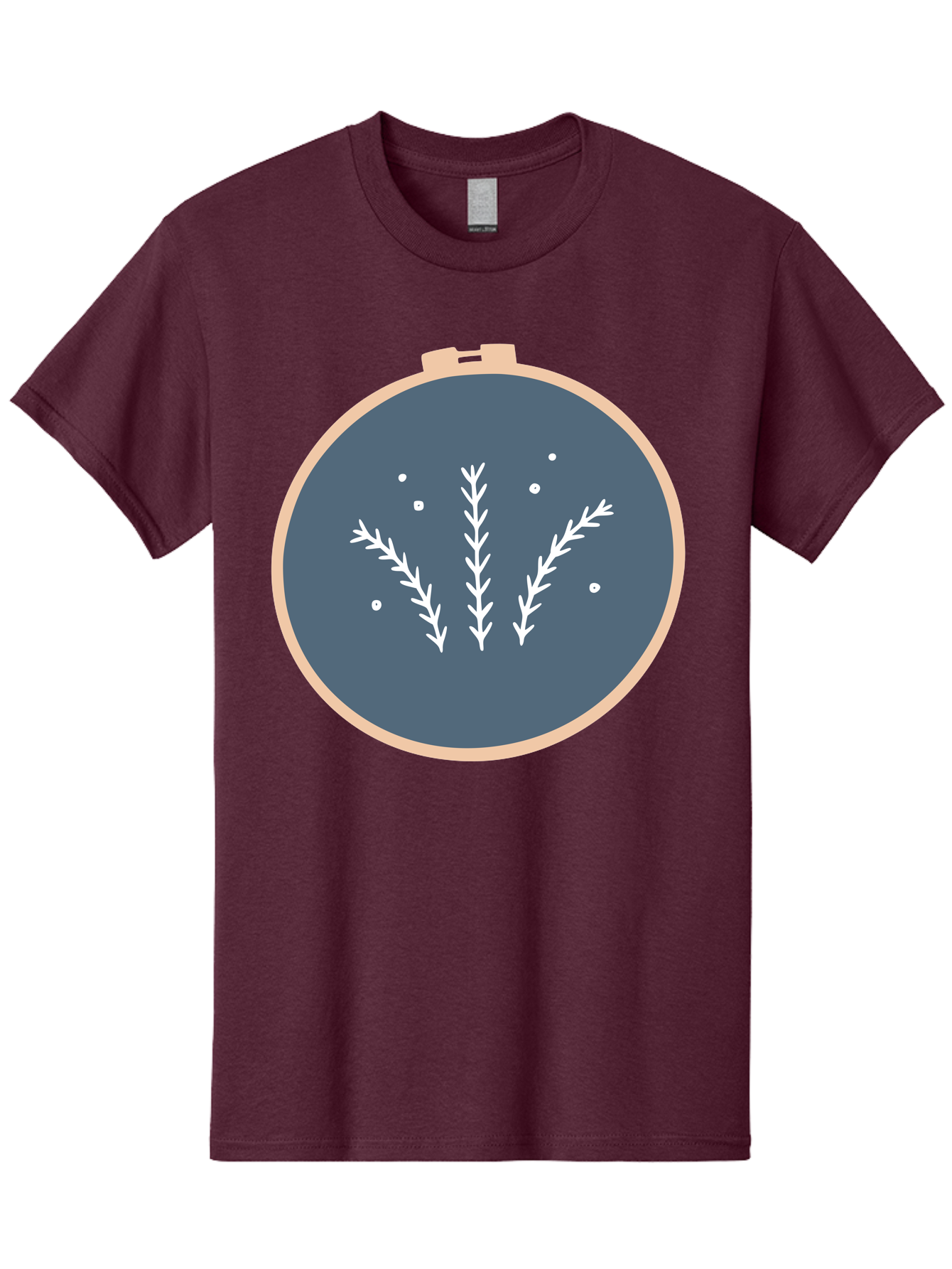 Embroidery-Hoop-1 Men'S Graphic Tee, 100% Cotton, Comfortable Casual Summer Wear, Machine Washable, Embroidery Hoop, White Branches, Gray Fabric, Stitching Pattern, Embroidery Design, Needlework, Handmade Craft, Decorative Art Aac026