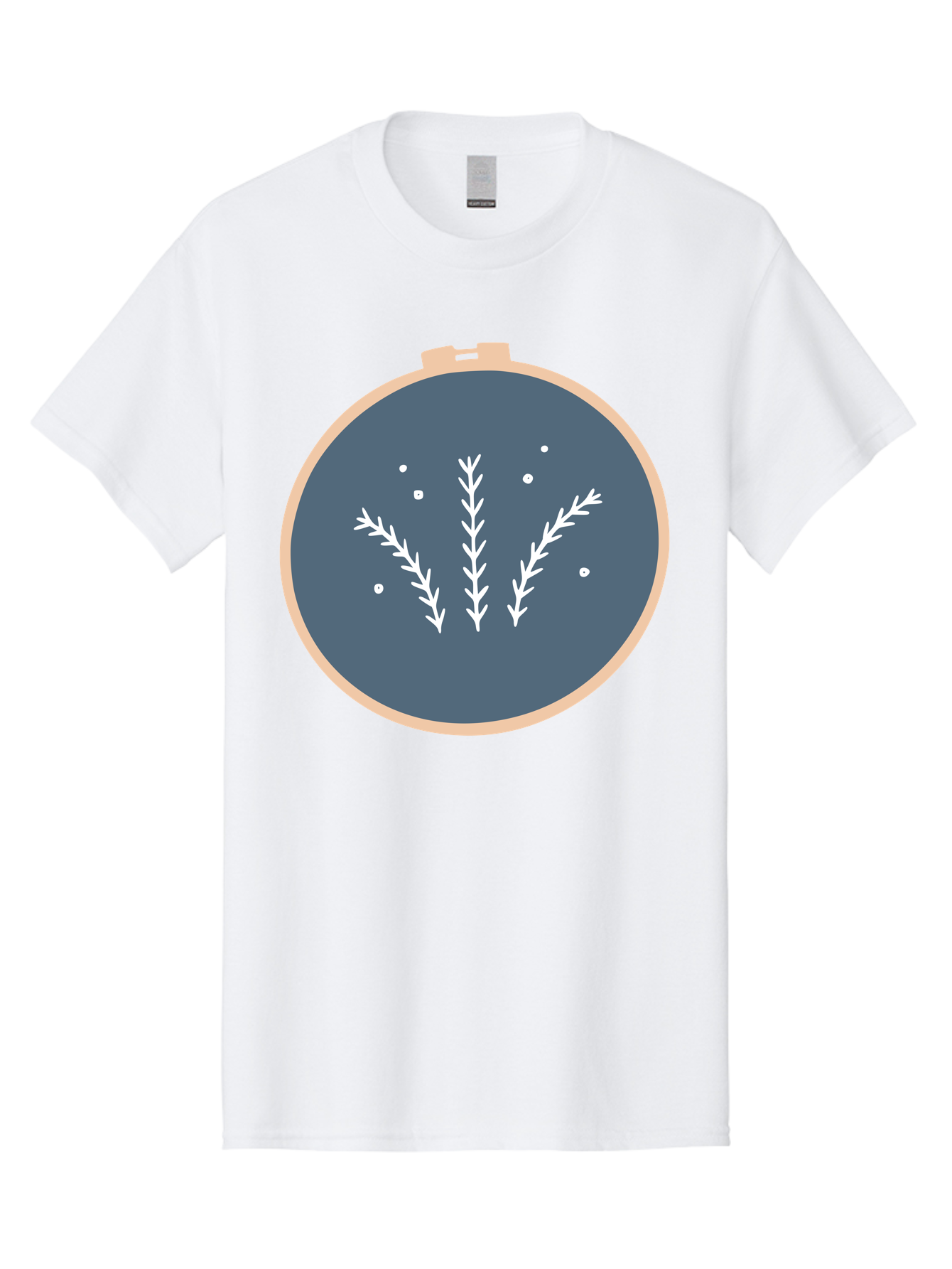 Embroidery-Hoop-1 Men'S Graphic Tee, 100% Cotton, Comfortable Casual Summer Wear, Machine Washable, Embroidery Hoop, White Branches, Gray Fabric, Stitching Pattern, Embroidery Design, Needlework, Handmade Craft, Decorative Art Aac026