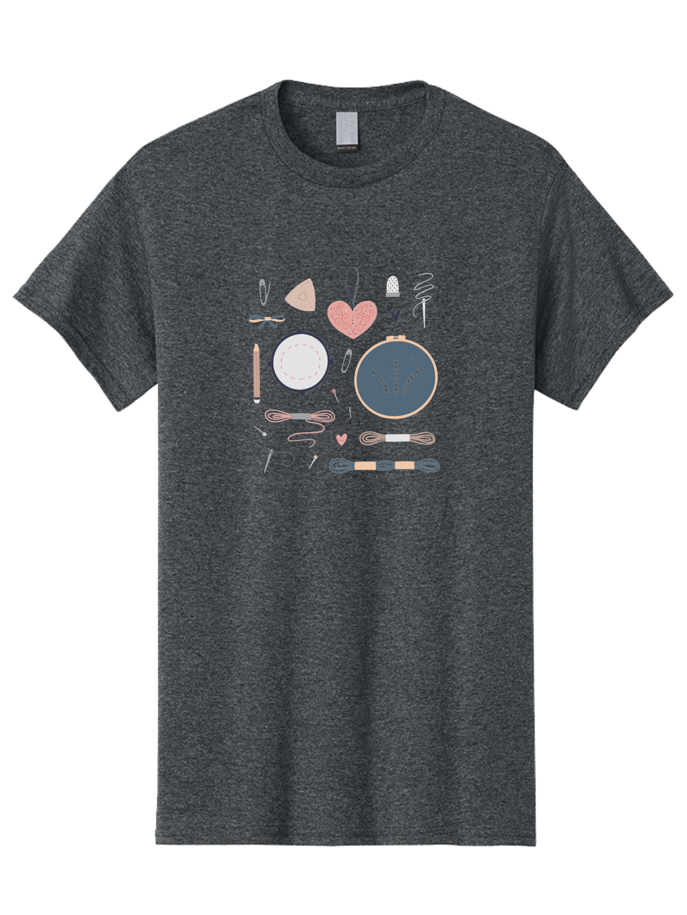 Embroidery-Kit Men'S Graphic Tee, 100% Cotton, Comfortable Casual Summer Wear, Machine Washable, Embroidery Kit, Sewing Supplies, Crafting Tools, Needlework Accessories, Embroidery Hoop, Threads, Needle, Sewing Notions, Craft Embroidery, Aac029