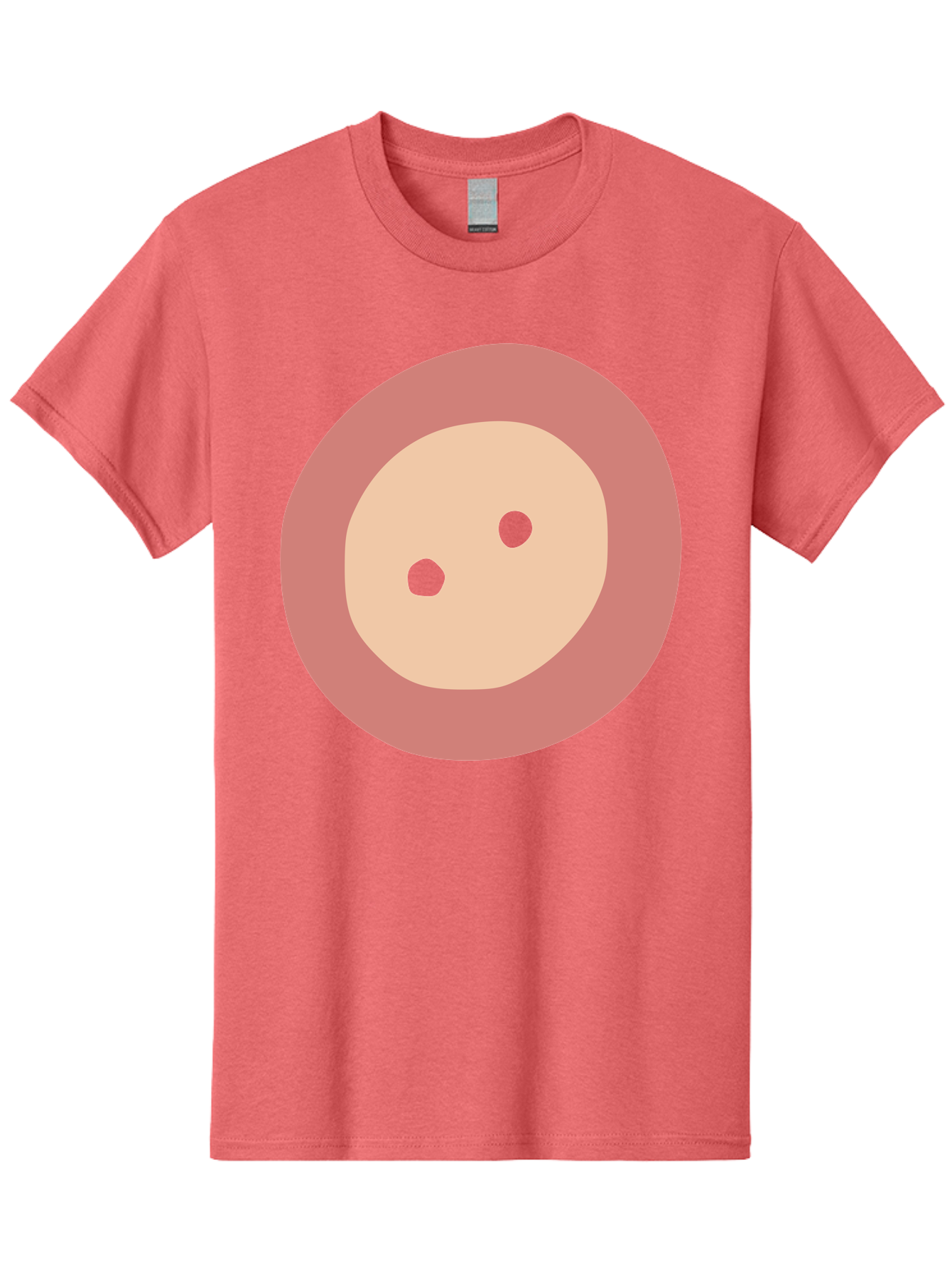 Face-With-Green-Eyes Men'S Graphic Tee, 100% Cotton, Comfortable Casual Summer Wear, Machine Washable, Simple Face, Green Eyes, Beige Skin, Pink Circle, Cartoon Character, Minimalist Design, Abstract Art, Digital Illustration Aac030