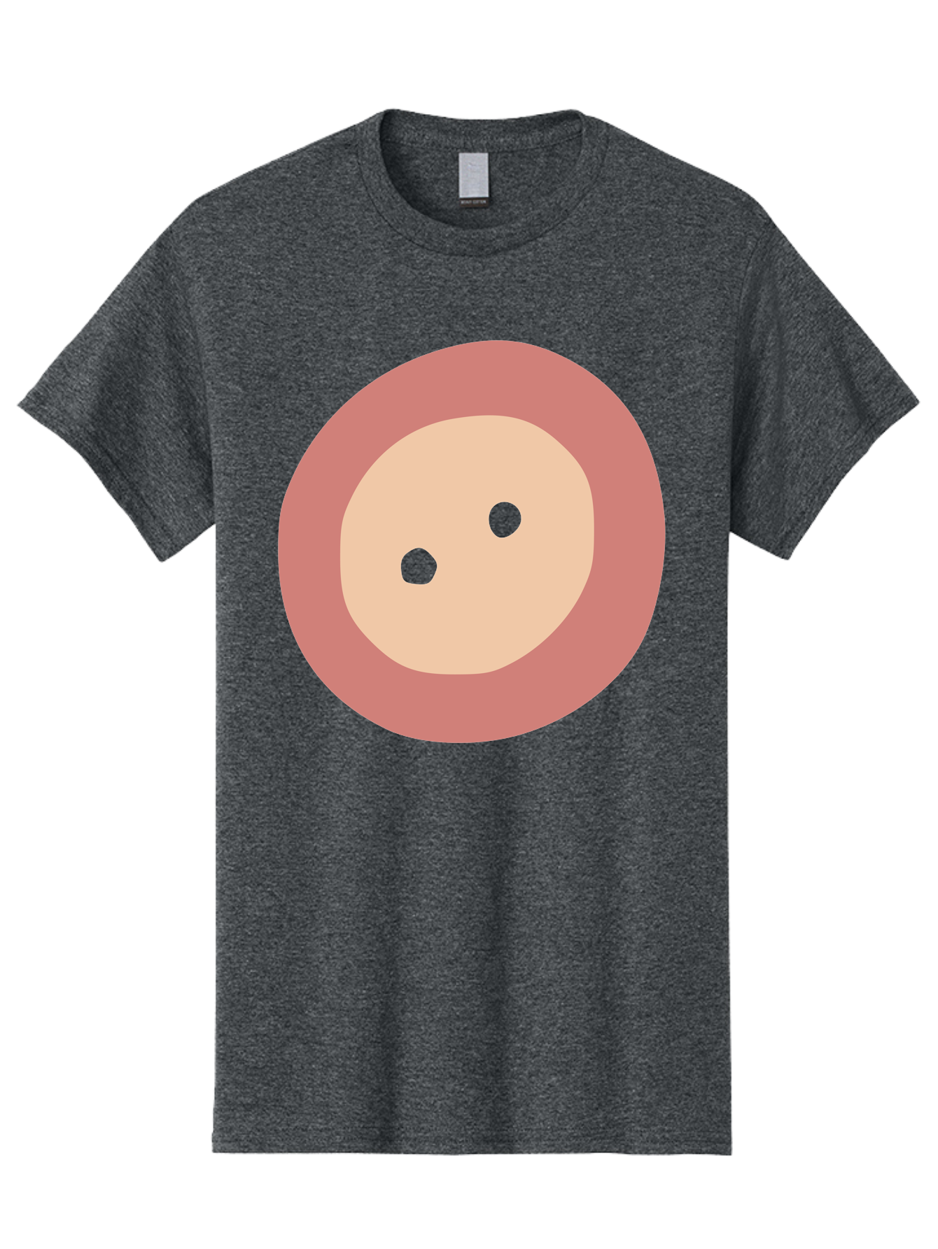 Face-With-Green-Eyes Men'S Graphic Tee, 100% Cotton, Comfortable Casual Summer Wear, Machine Washable, Simple Face, Green Eyes, Beige Skin, Pink Circle, Cartoon Character, Minimalist Design, Abstract Art, Digital Illustration Aac030